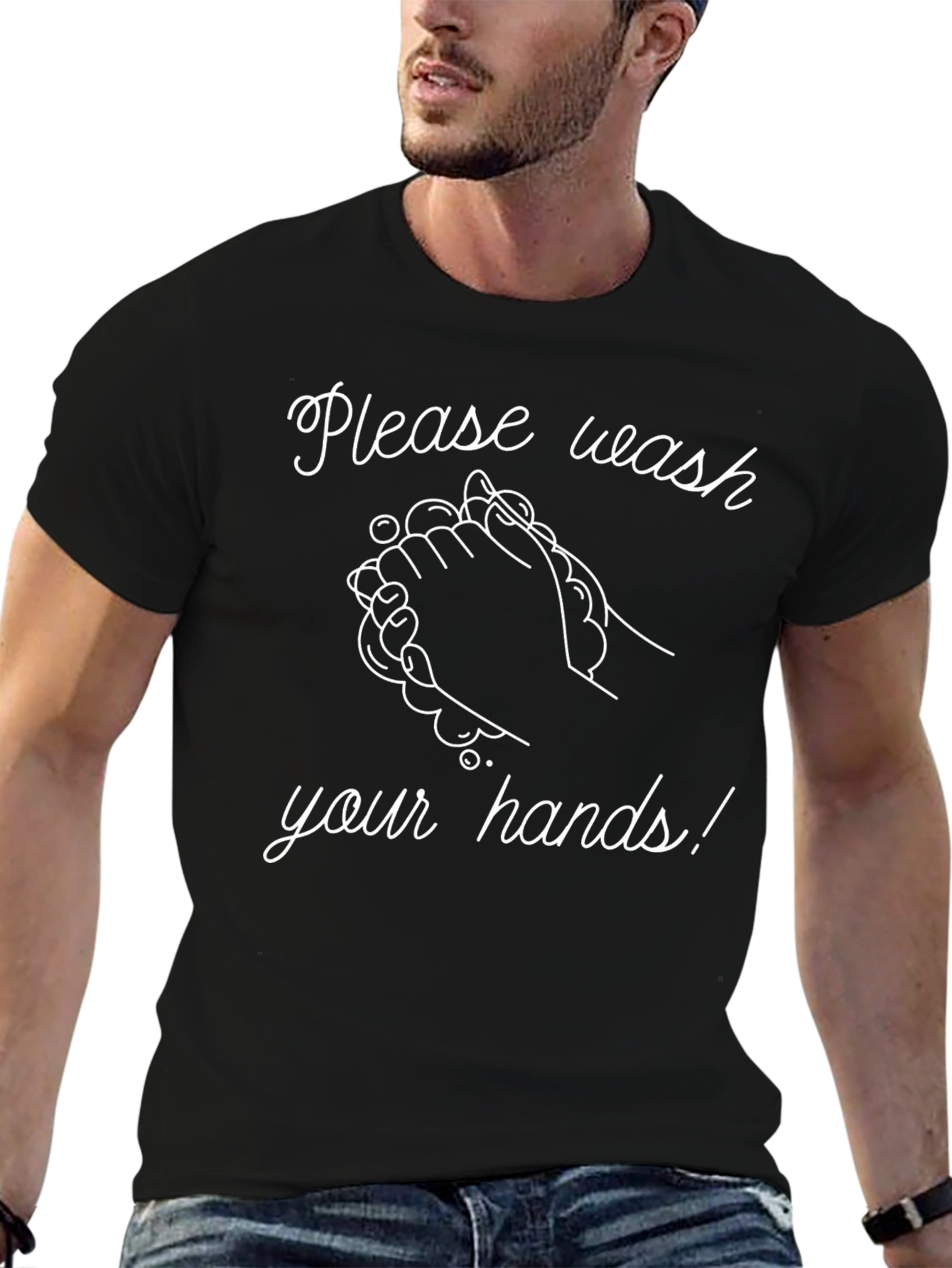 Wash Your Hands Graphic Tee - Black Unisex