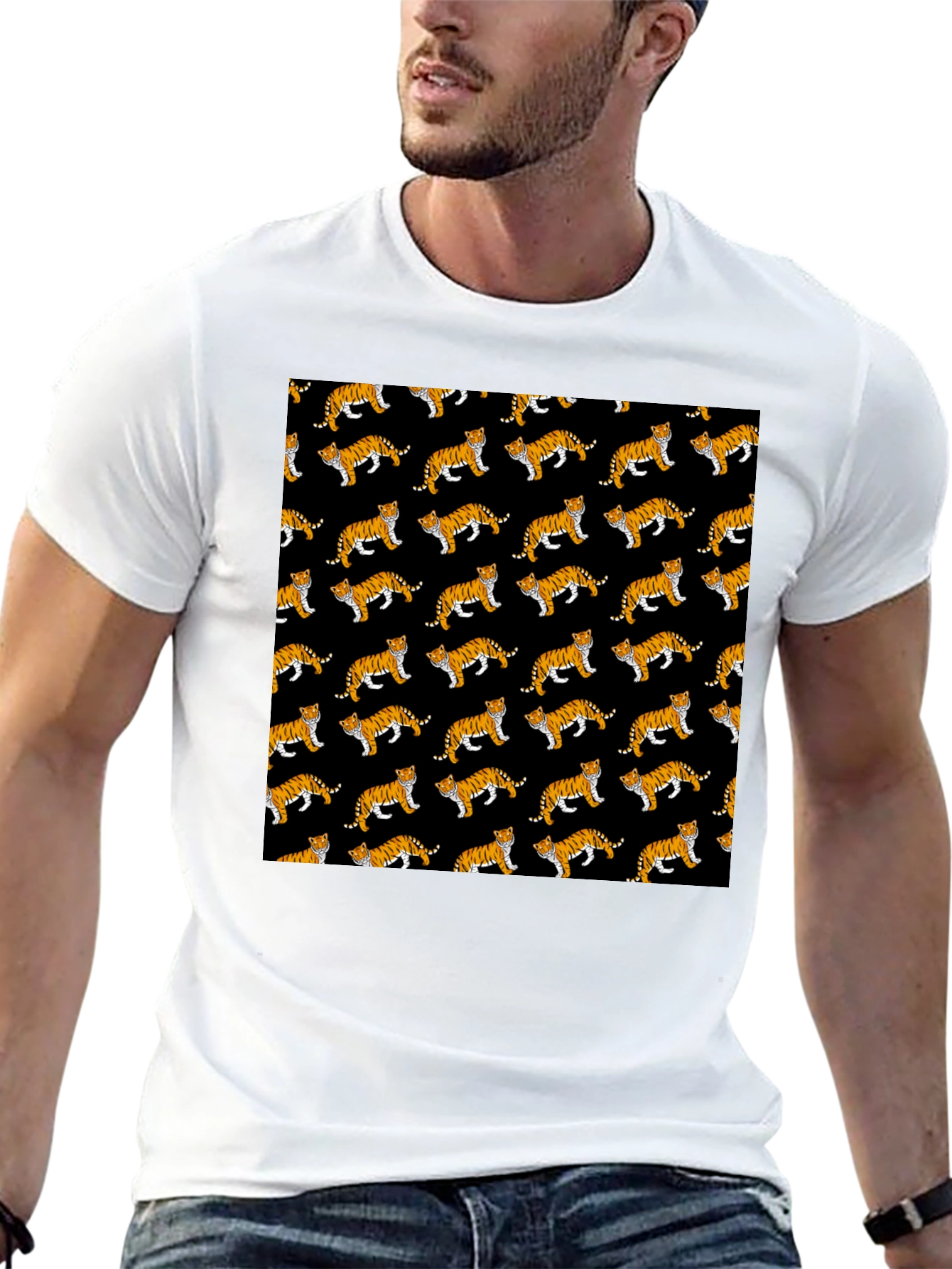 Tiger Pattern Black T-Shirt