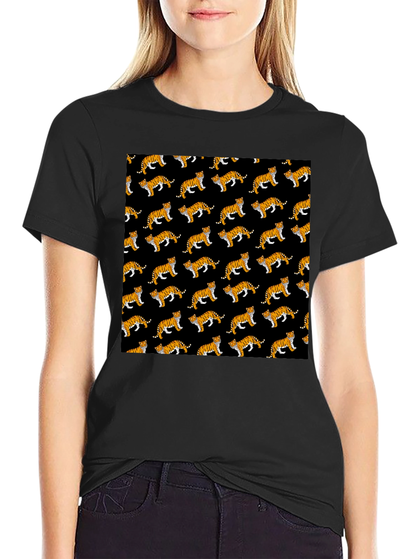 Tiger Pattern Black T-Shirt