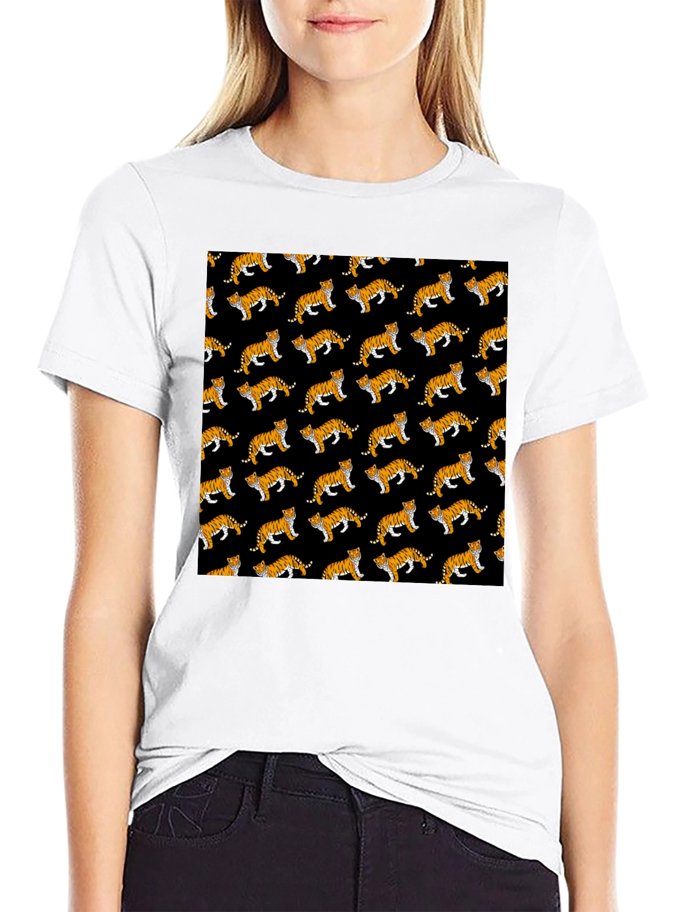 Tiger Pattern Black T-Shirt