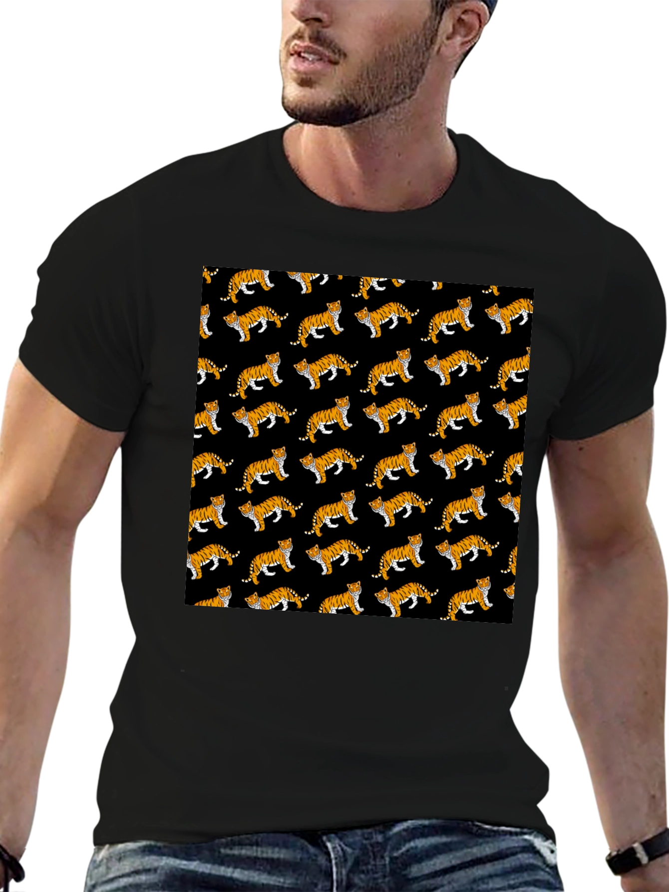 Tiger Pattern Black T-Shirt