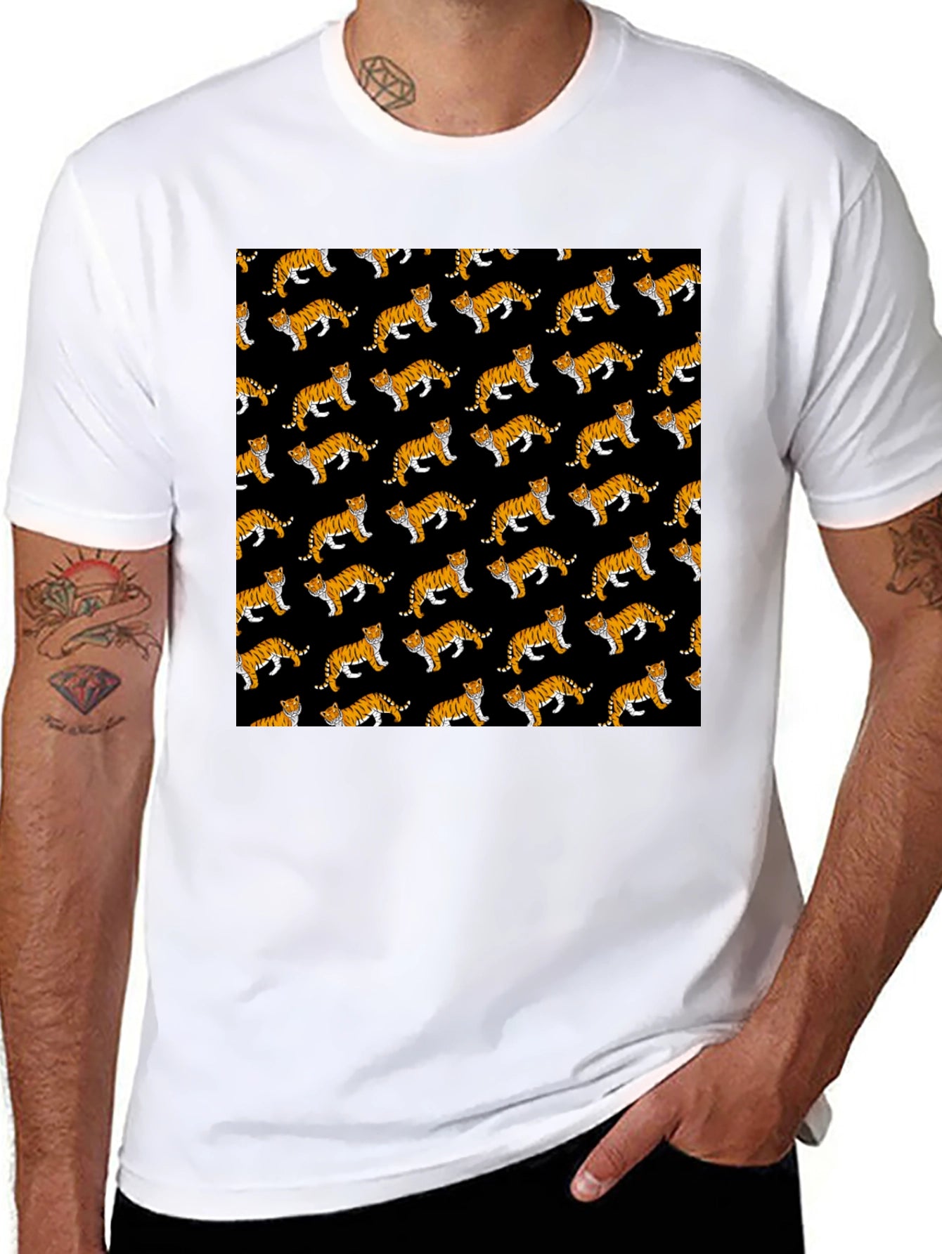 Tiger Pattern Black T-Shirt