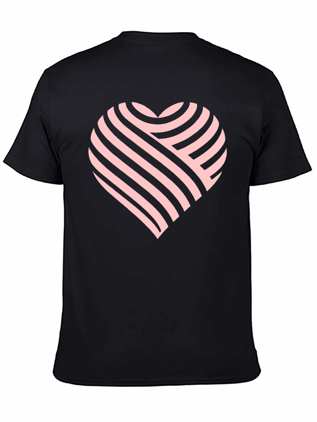 Striped Heart Graphic Black Tee