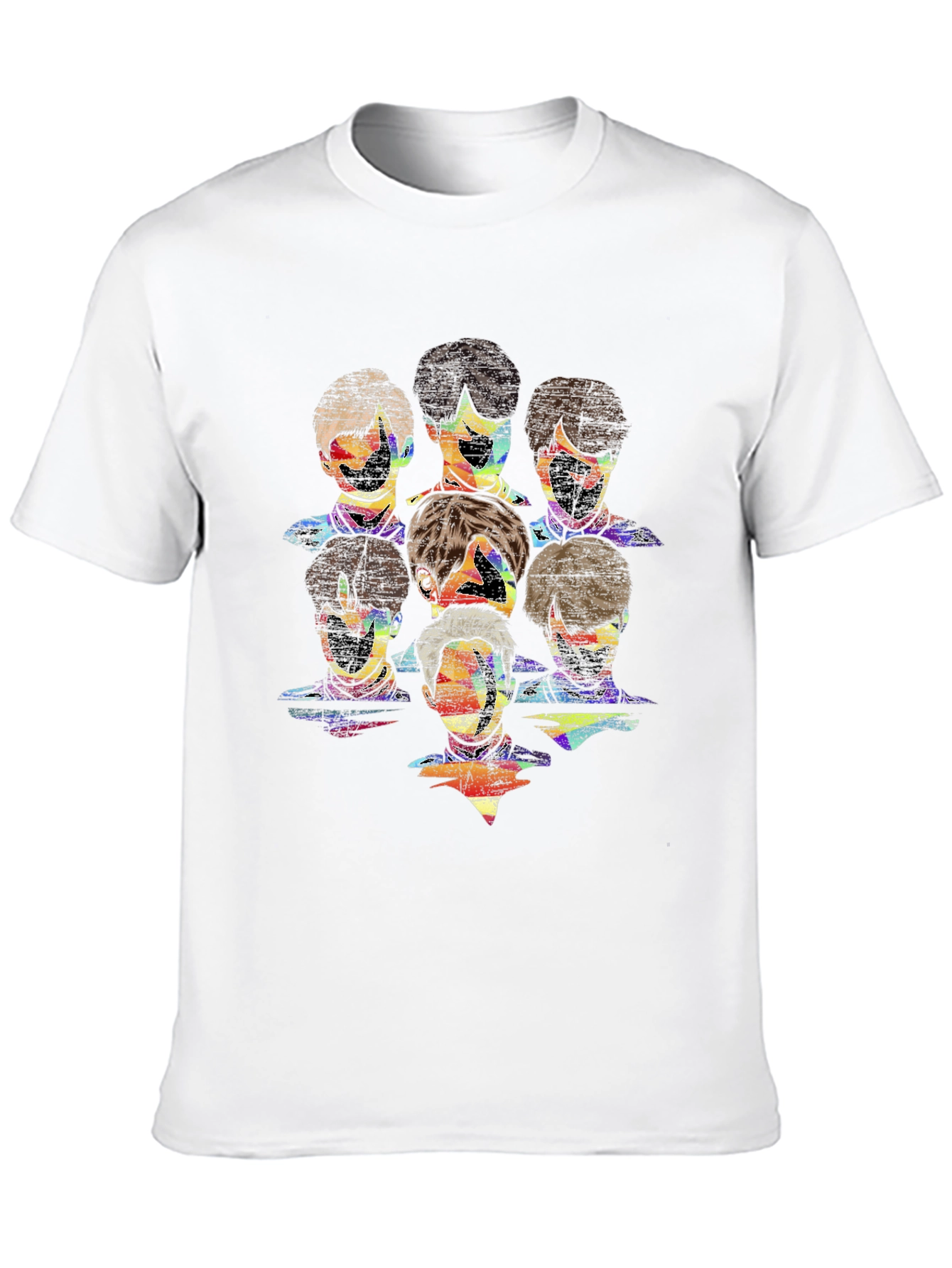 Abstract Faces Graphic Print Black T-Shirt