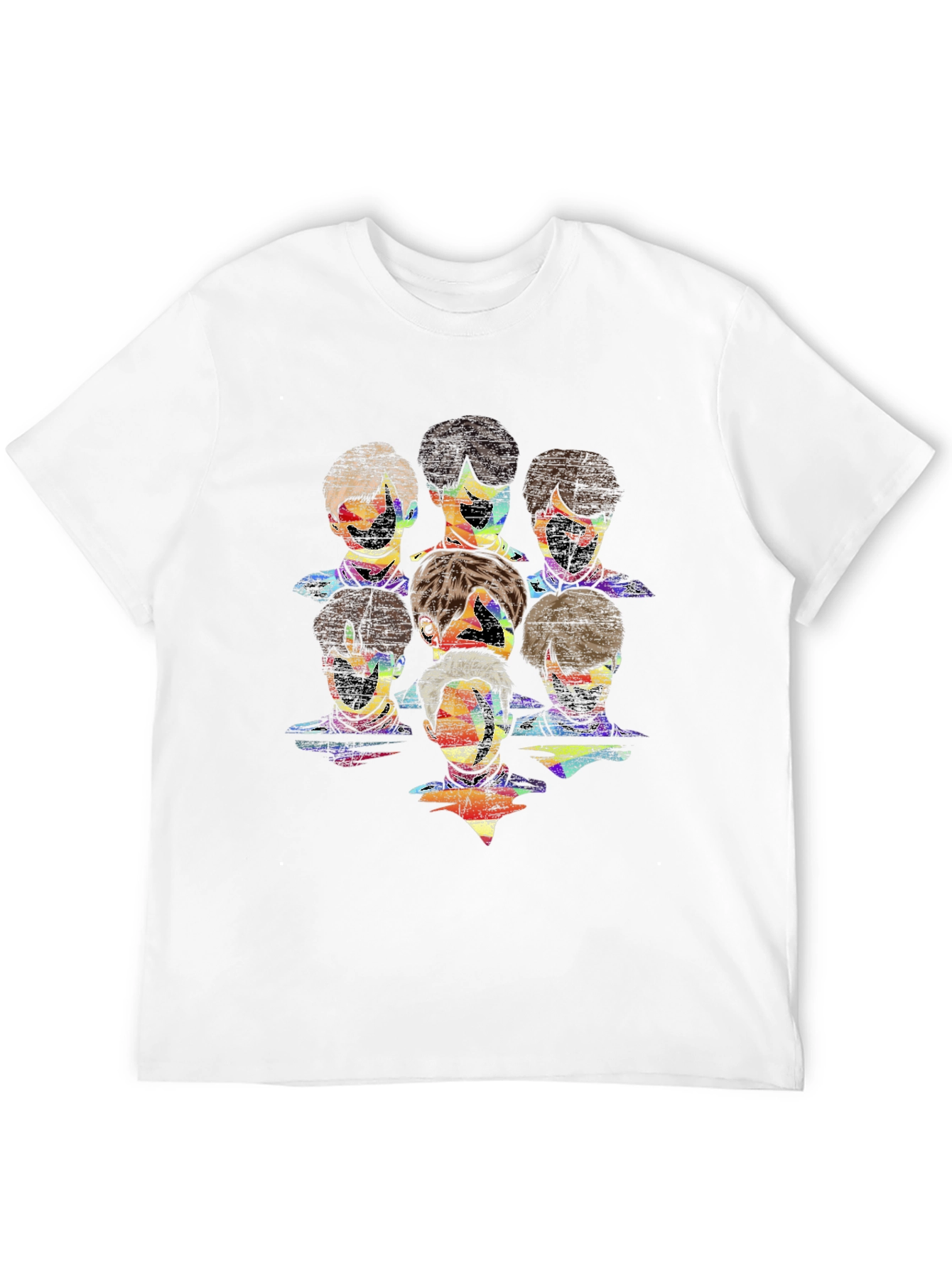 Abstract Faces Graphic Print Black T-Shirt