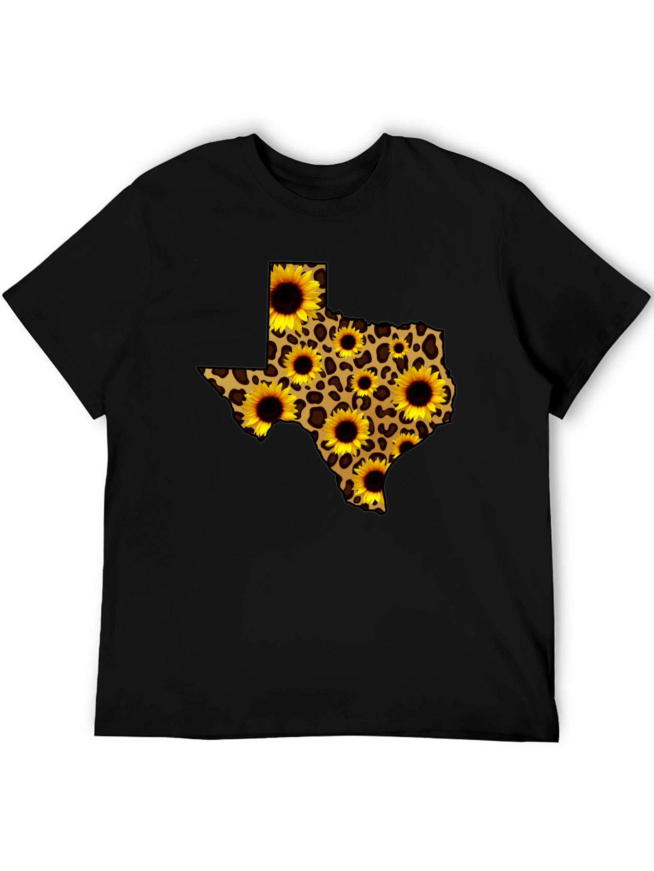 Texas State Sunflower Leopard Print T-Shirt