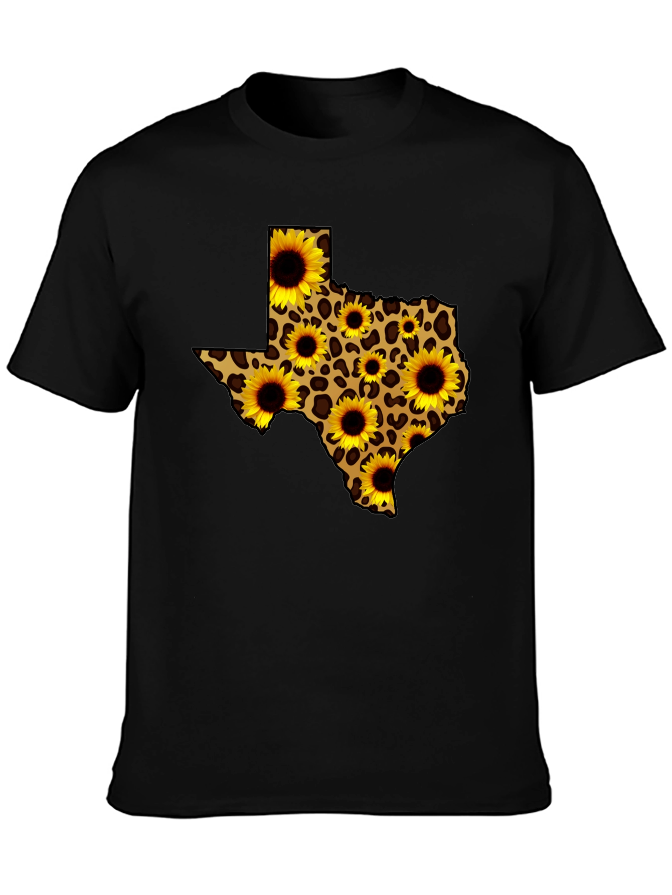 Texas State Sunflower Leopard Print T-Shirt