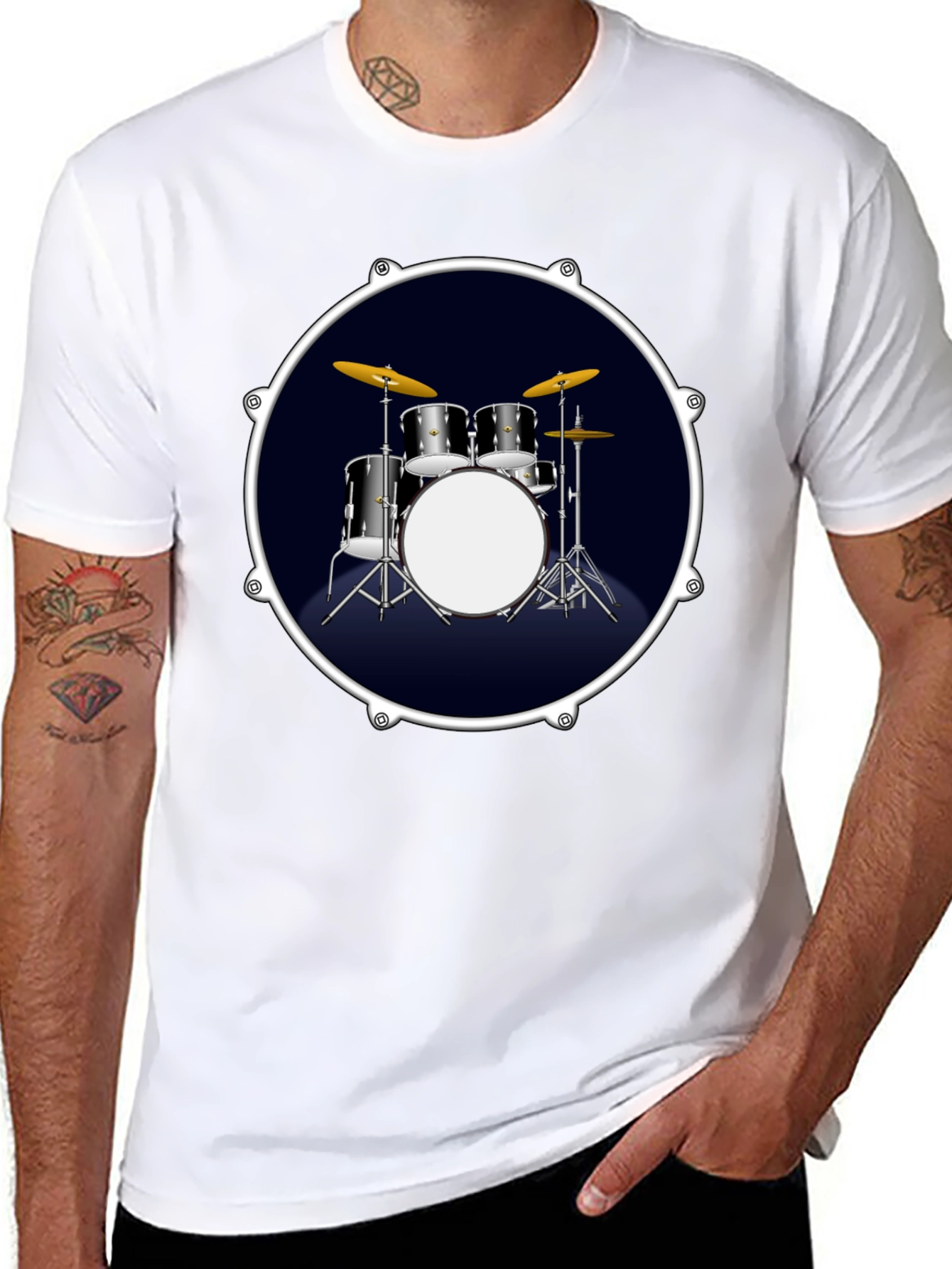 Drum Kit Graphic Tee - Rock Music T-Shirt