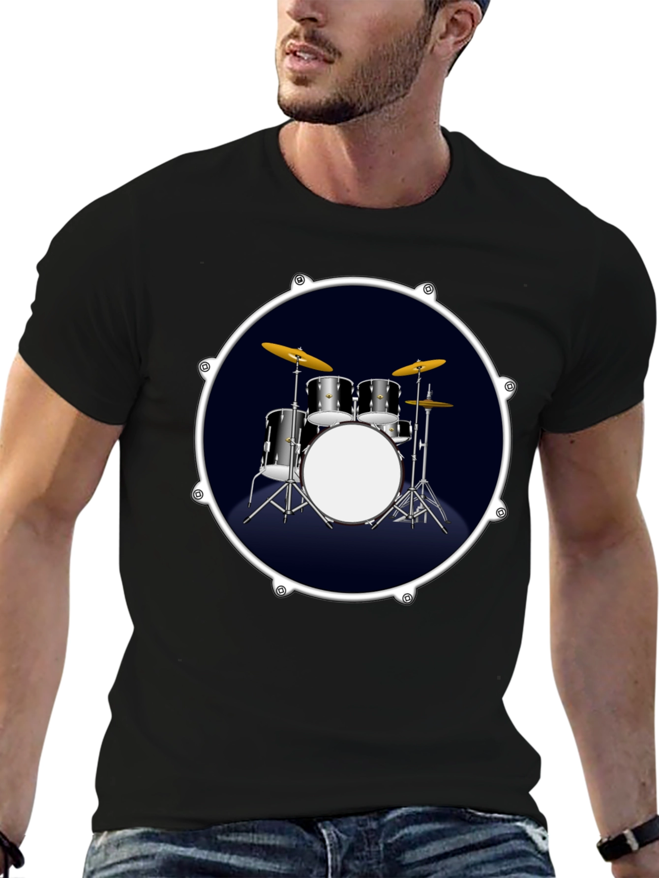 Drum Kit Graphic Tee - Rock Music T-Shirt