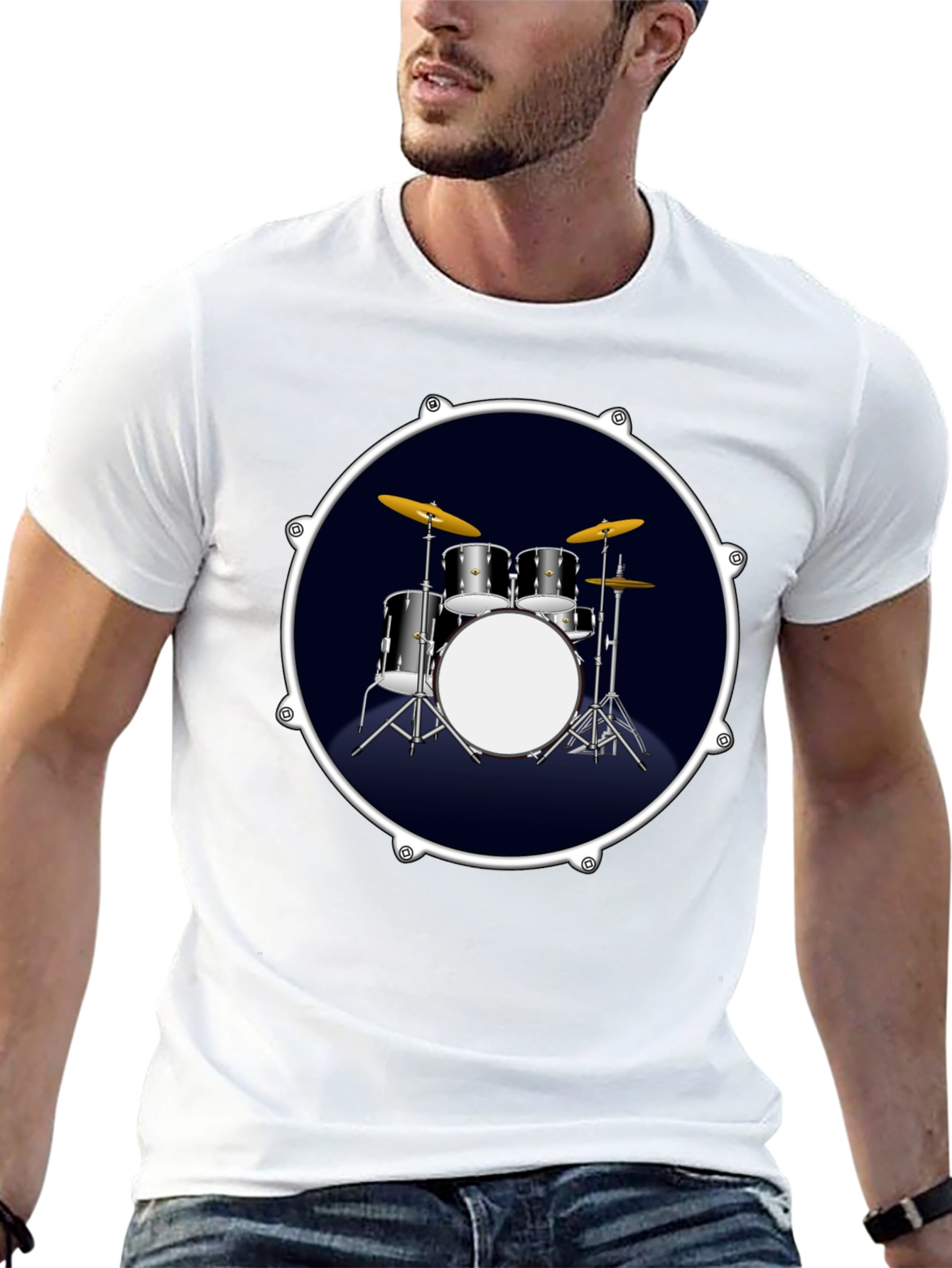 Drum Kit Graphic Tee - Rock Music T-Shirt