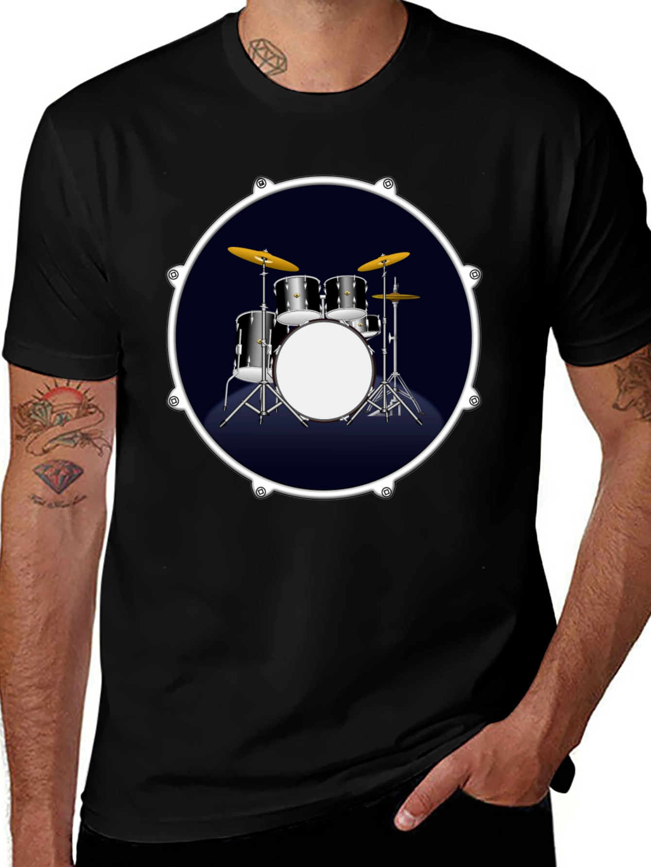 Drum Kit Graphic Tee - Rock Music T-Shirt