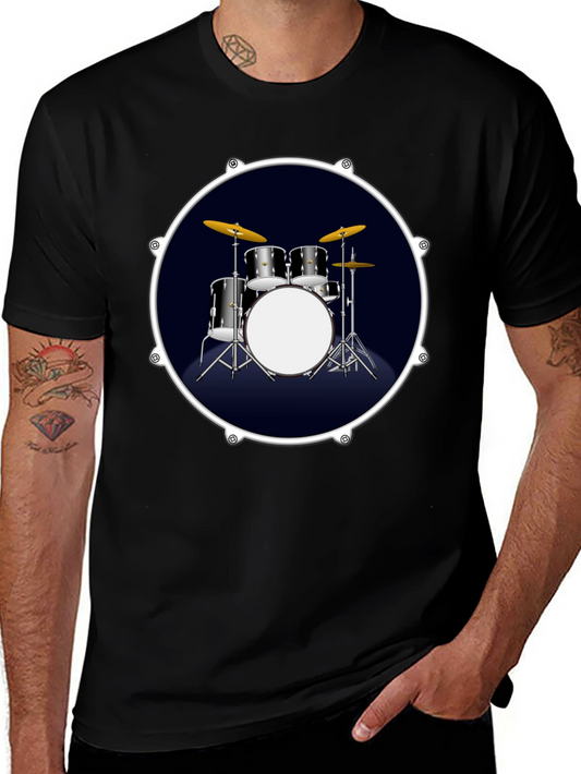 Drum Kit Graphic Tee - Rock Music T-Shirt