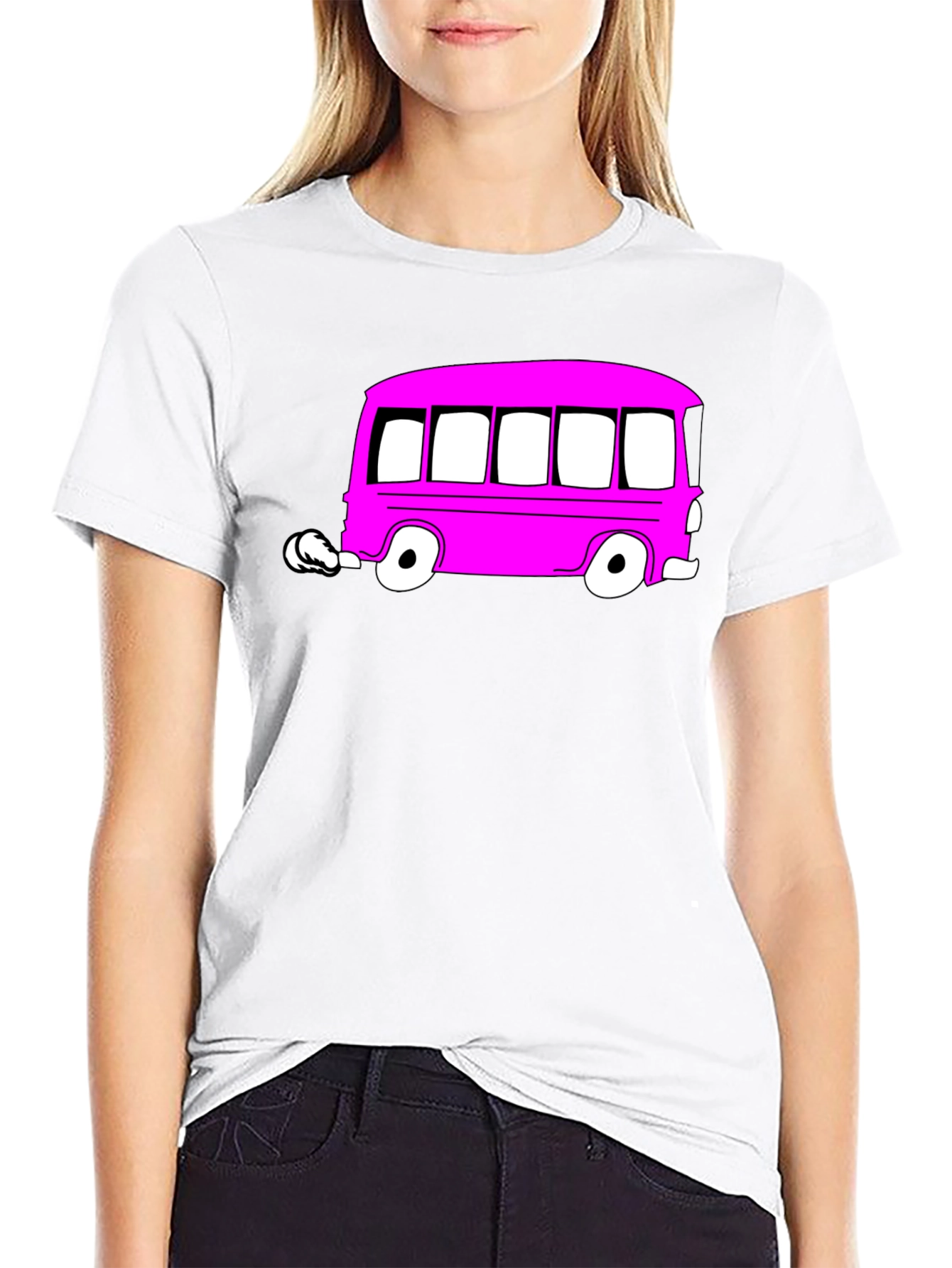 Pink Bus Graphic Tee - Funky T-Shirt