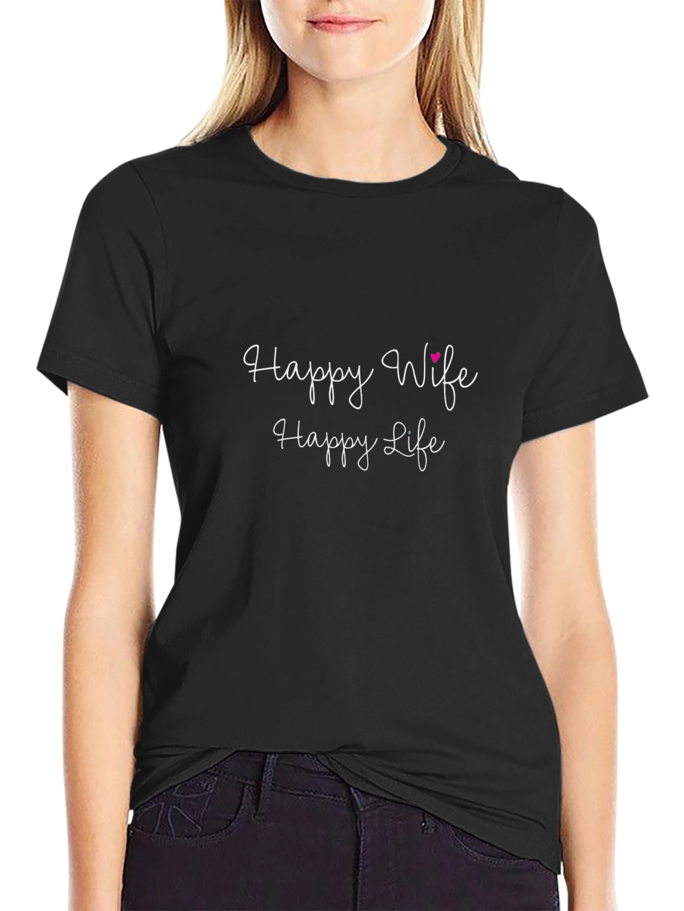 Happy Wife Happy Life Black Graphic Tee