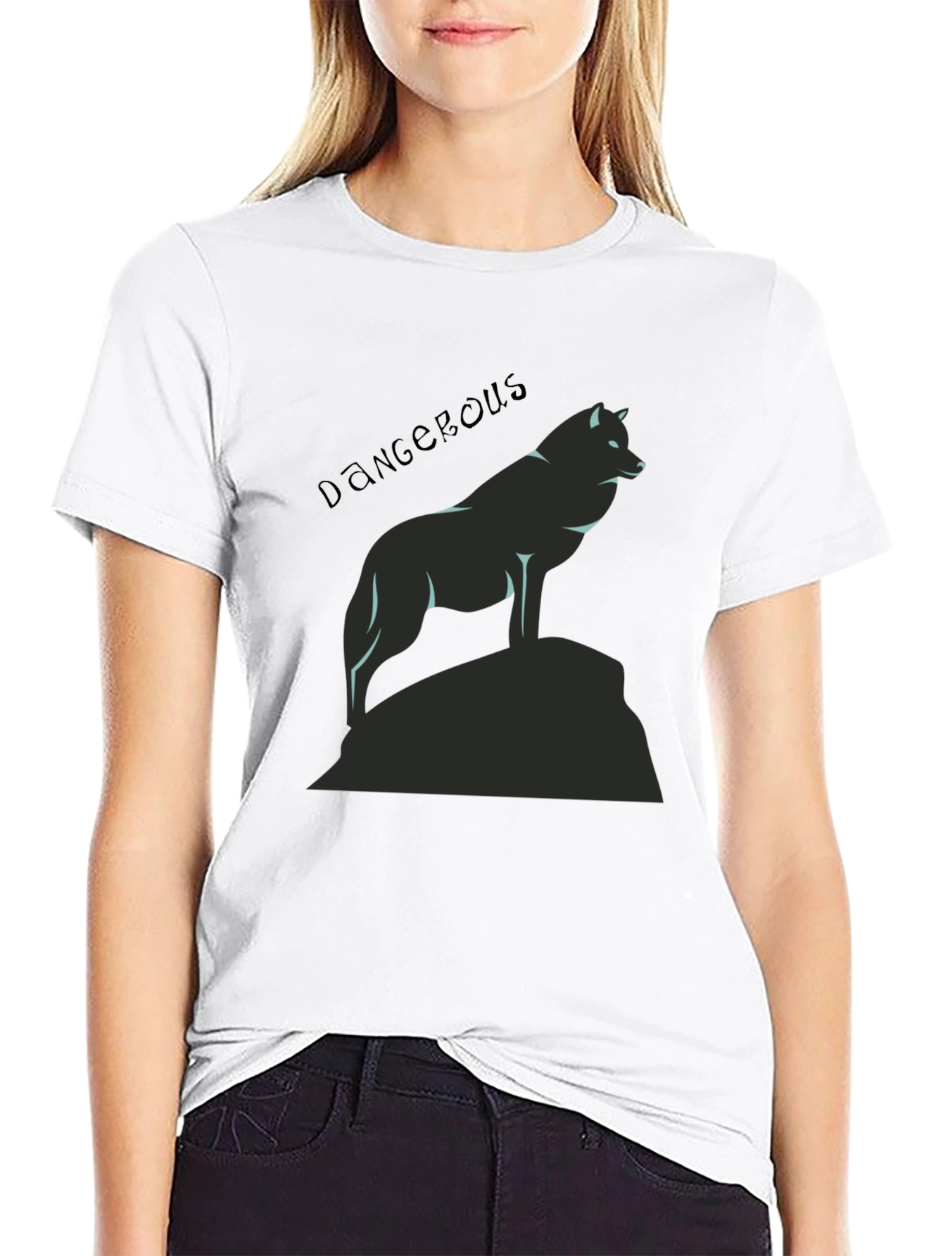 Dangerous Wolf Graphic Black T-Shirt