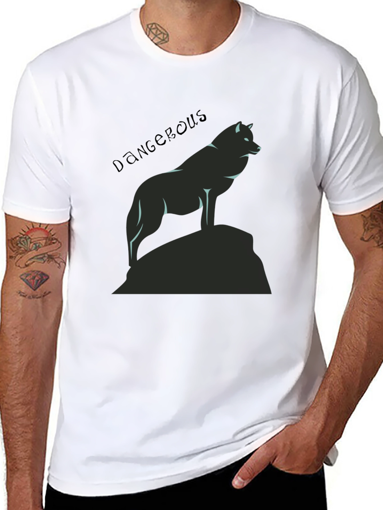 Dangerous Wolf Graphic Black T-Shirt