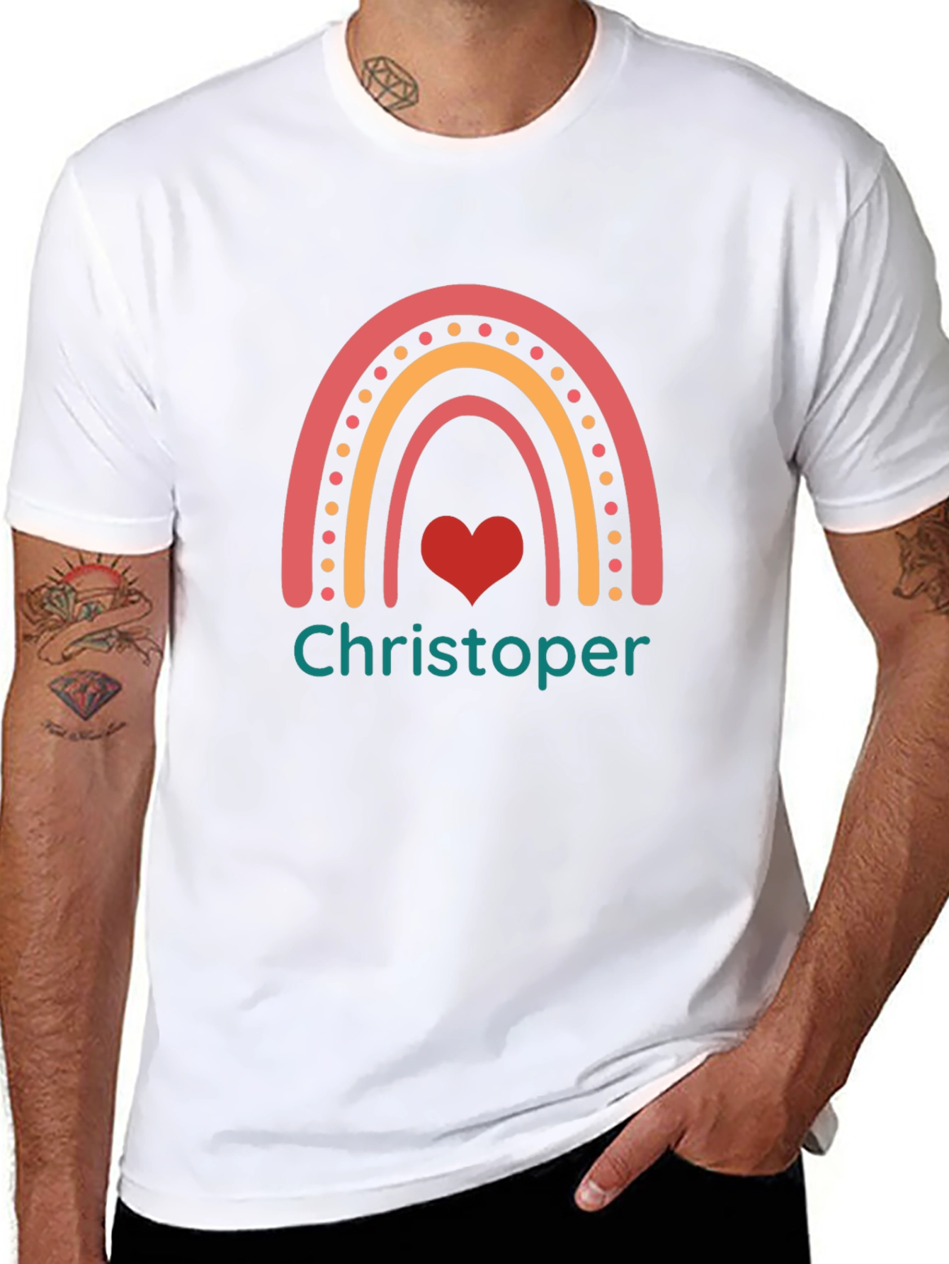Personalized Rainbow Heart Name T-Shirt
