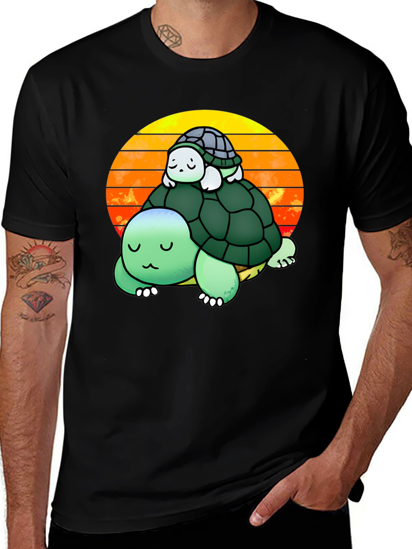 Turtle Stack Sunset Graphic Tee