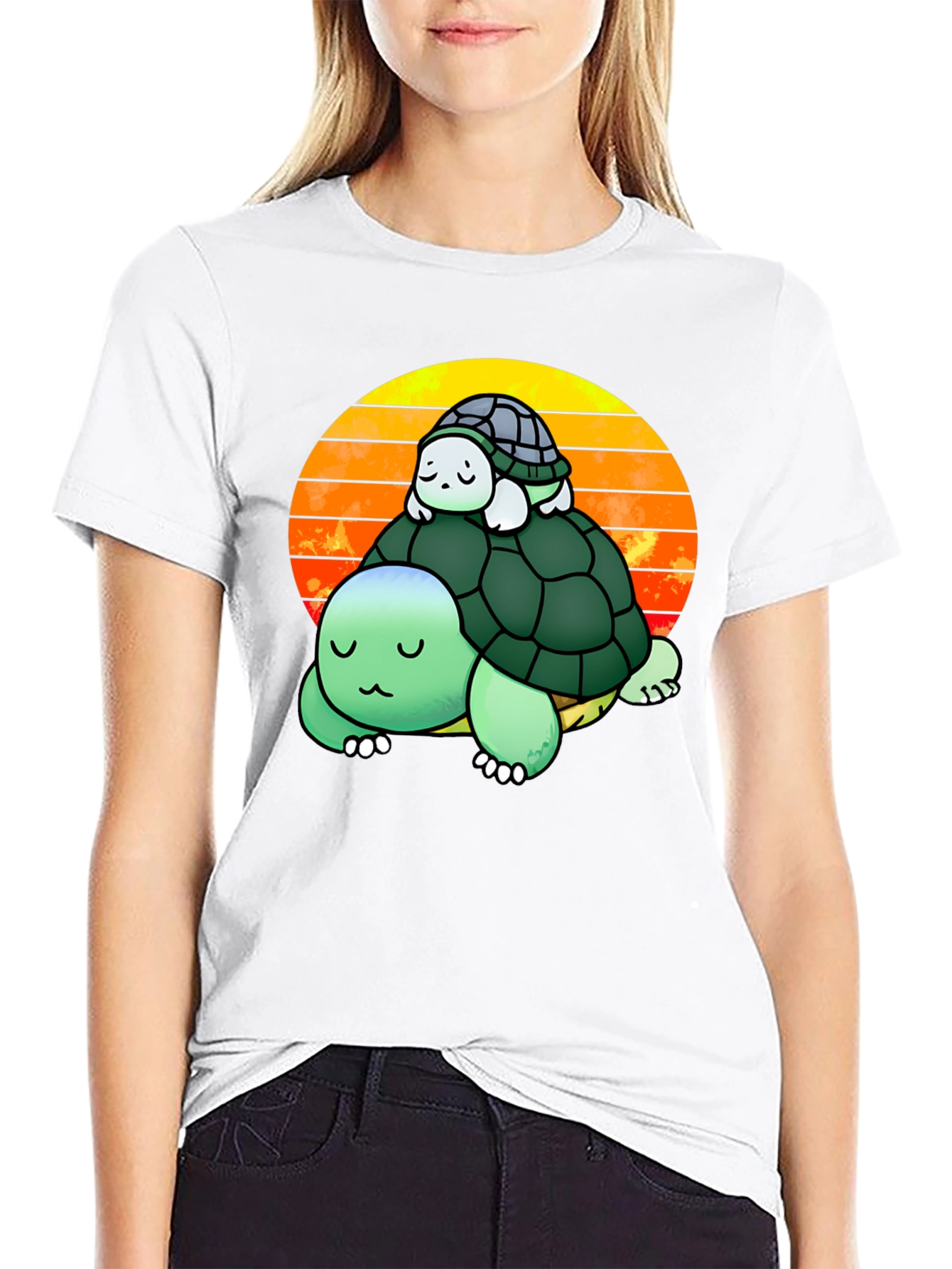 Turtle Stack Sunset Graphic Tee