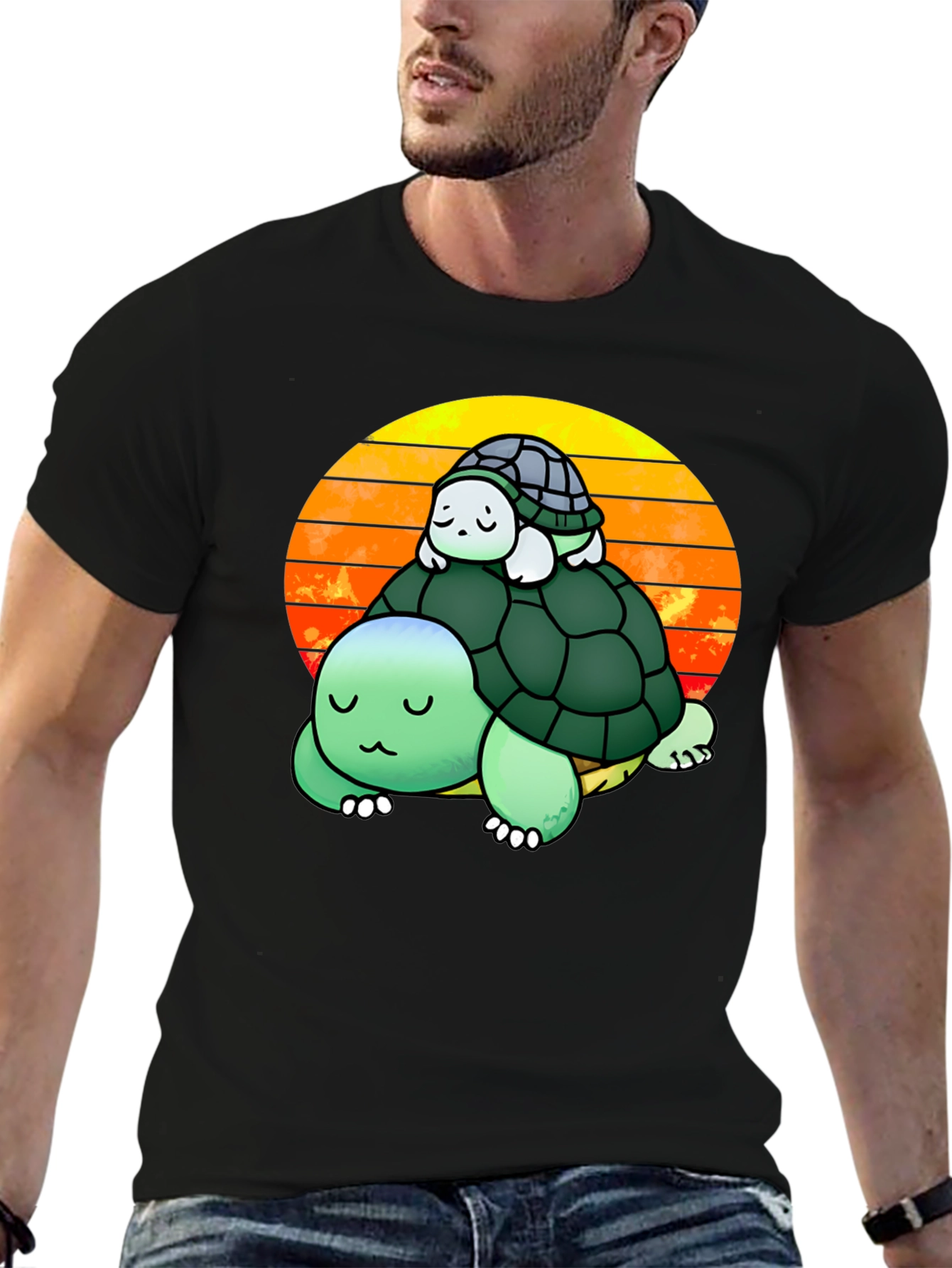 Turtle Stack Sunset Graphic Tee