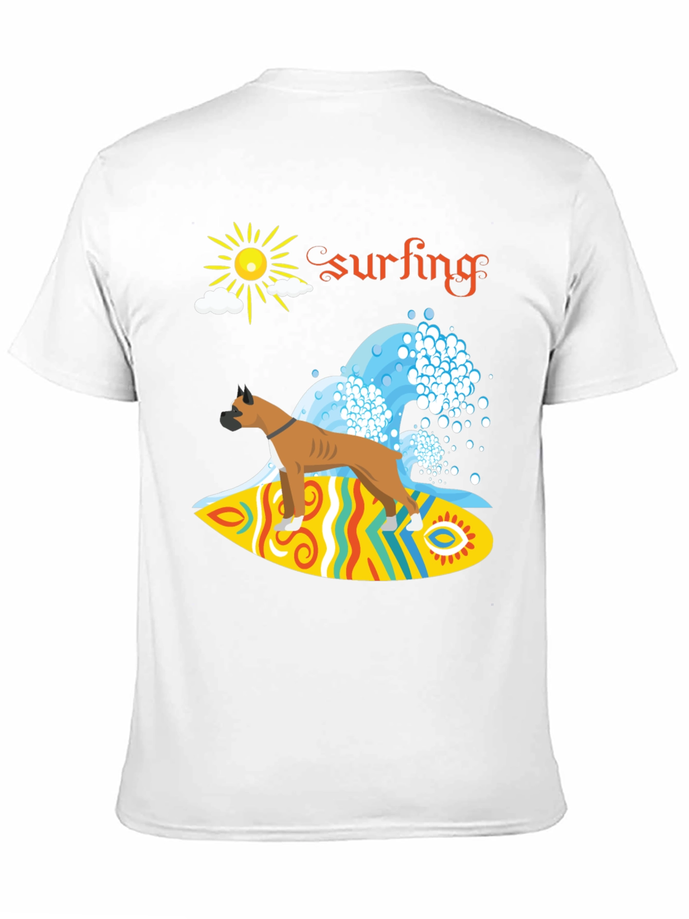 Surfing Boxer Dog Graphic Tee