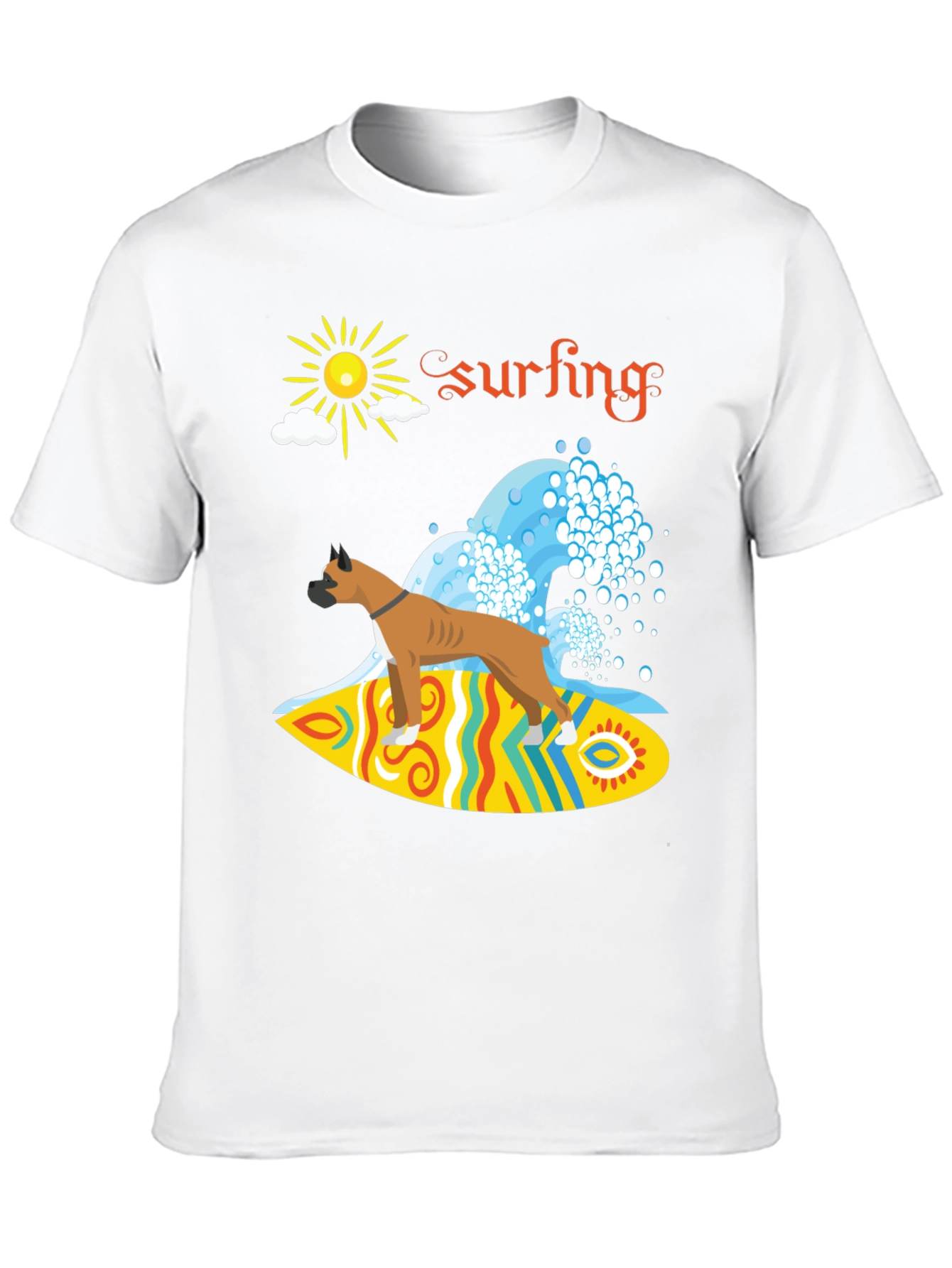 Surfing Boxer Dog Graphic Tee