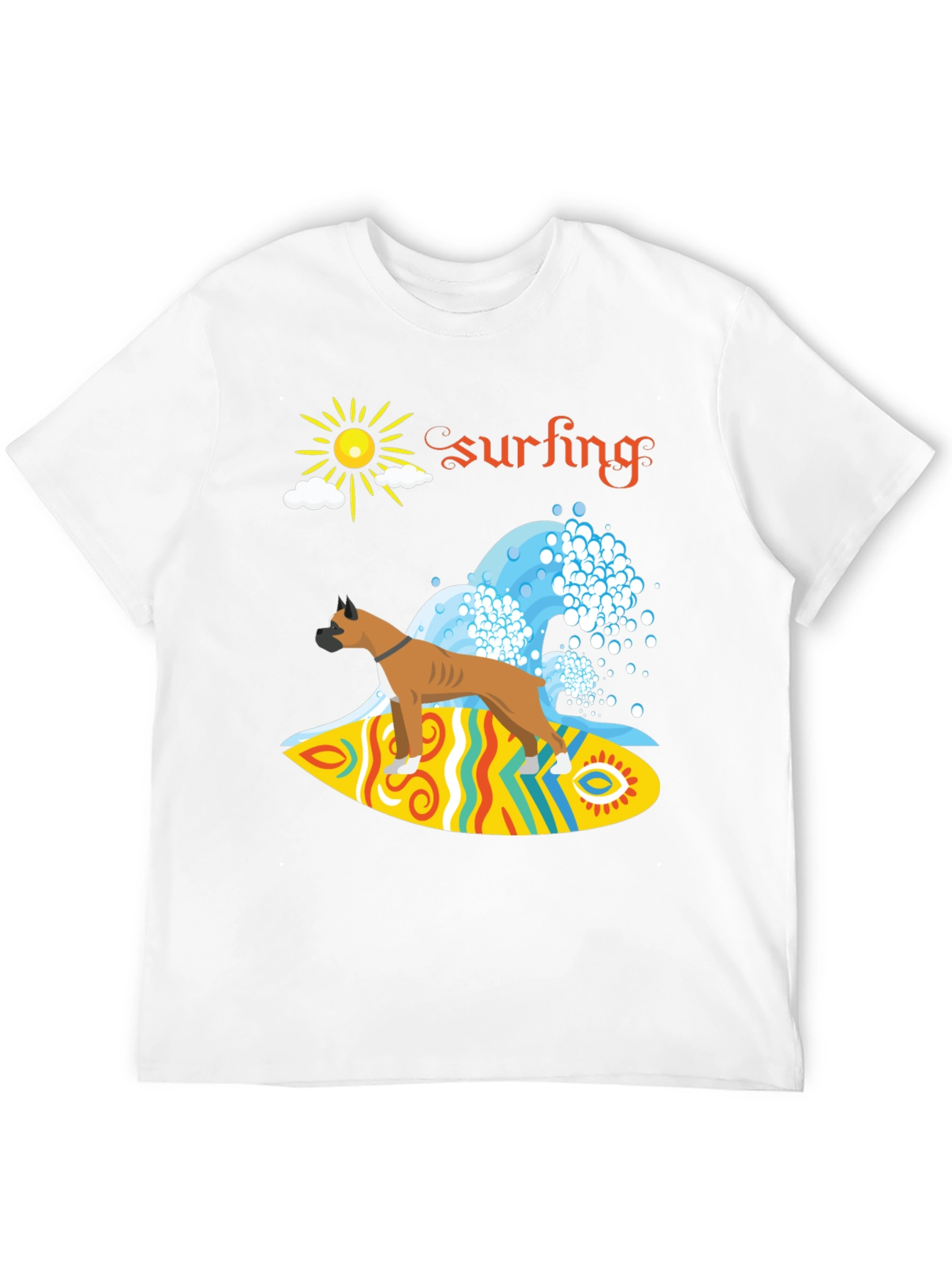 Surfing Boxer Dog Graphic Tee