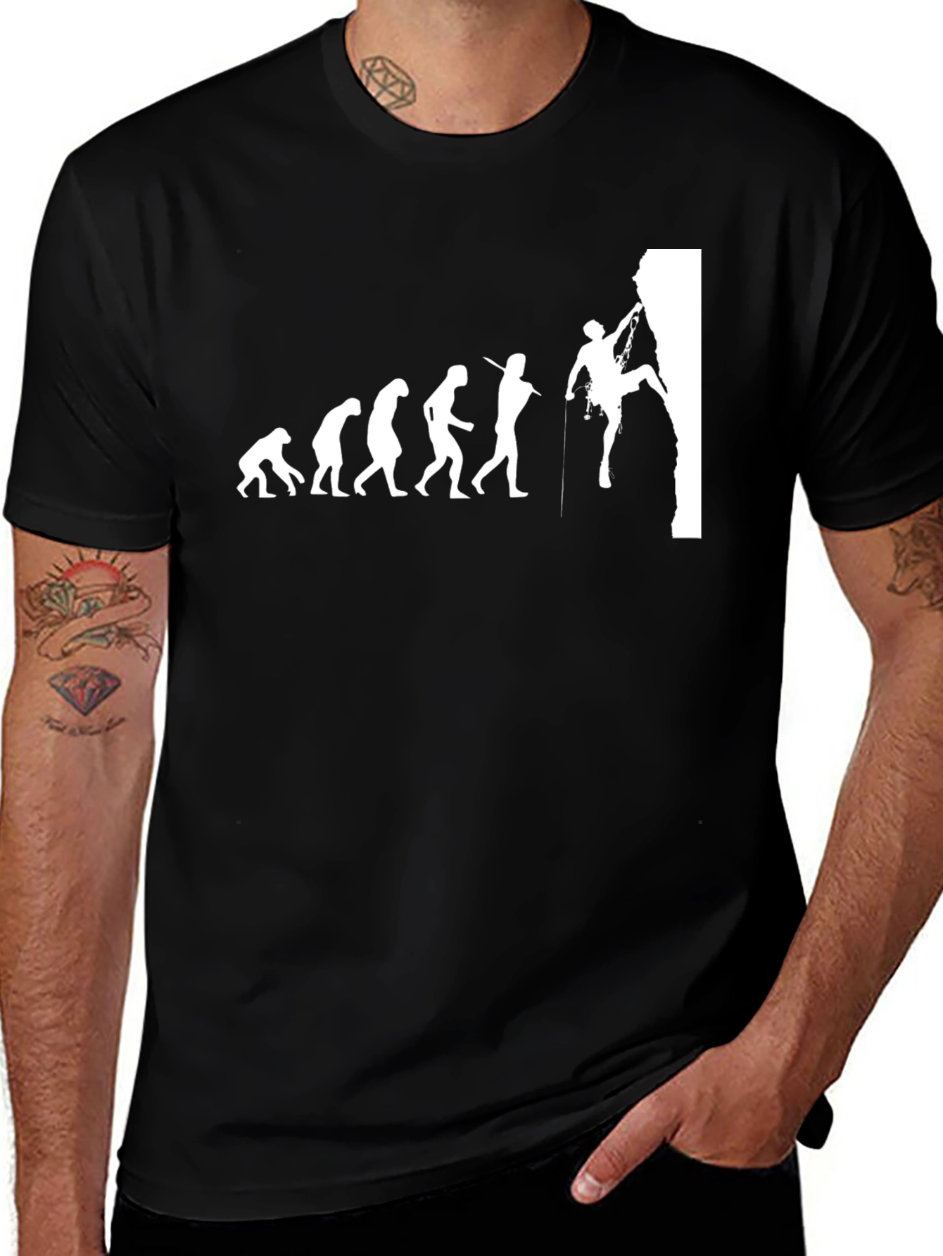 Evolution of Climbing Graphic Tee - Black Cotton T-Shirt