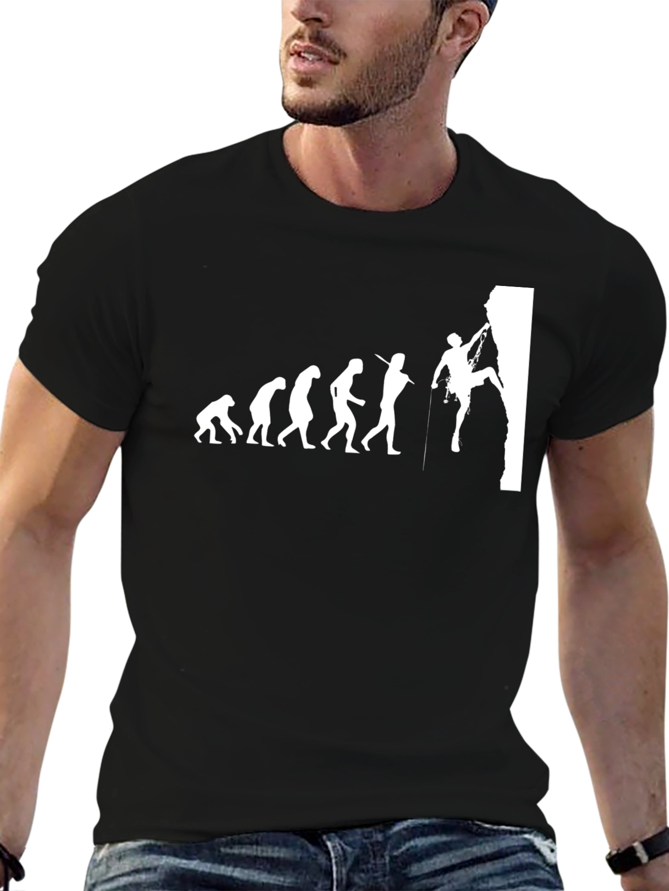 Evolution of Climbing Graphic Tee - Black Cotton T-Shirt