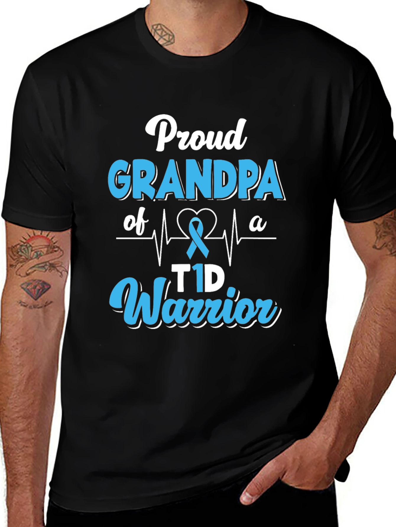 Proud Grandpa T1D Warrior Graphic Tee