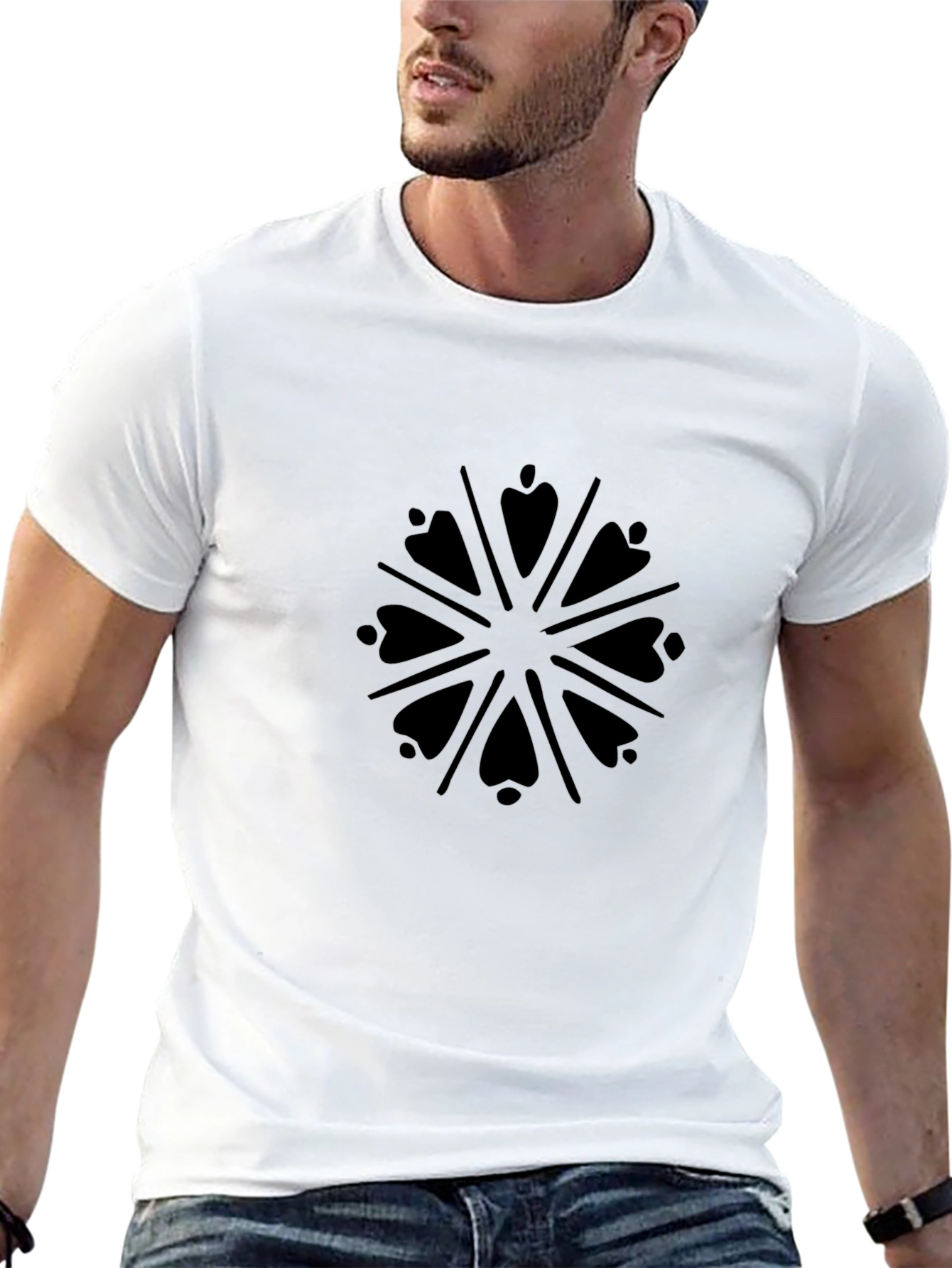 Mens Black Graphic Tee - Abstract Pattern
