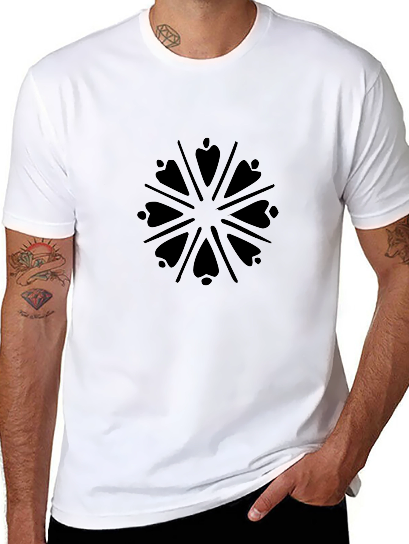 Mens Black Graphic Tee - Abstract Pattern