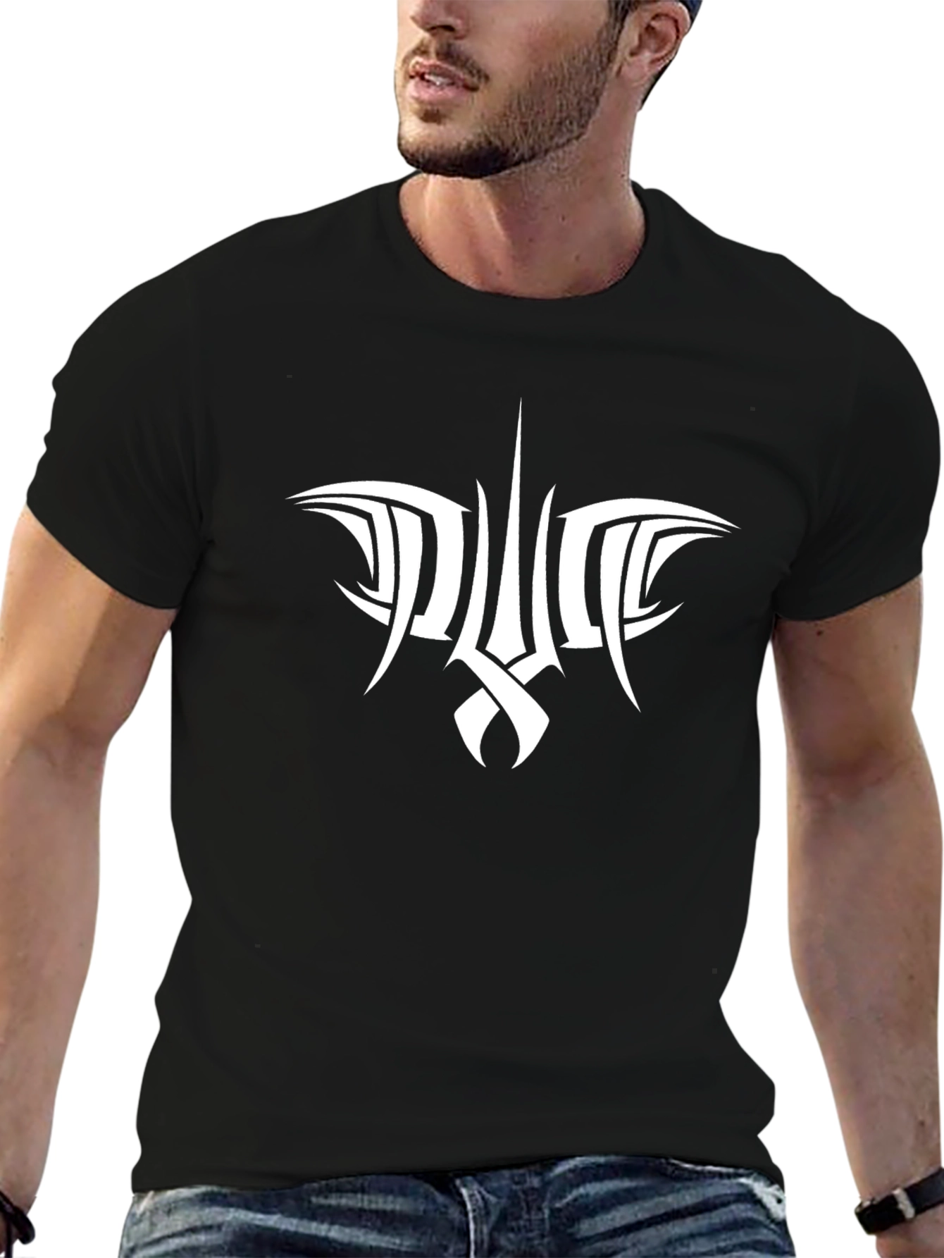 Tribal Style Graphic Black T-Shirt