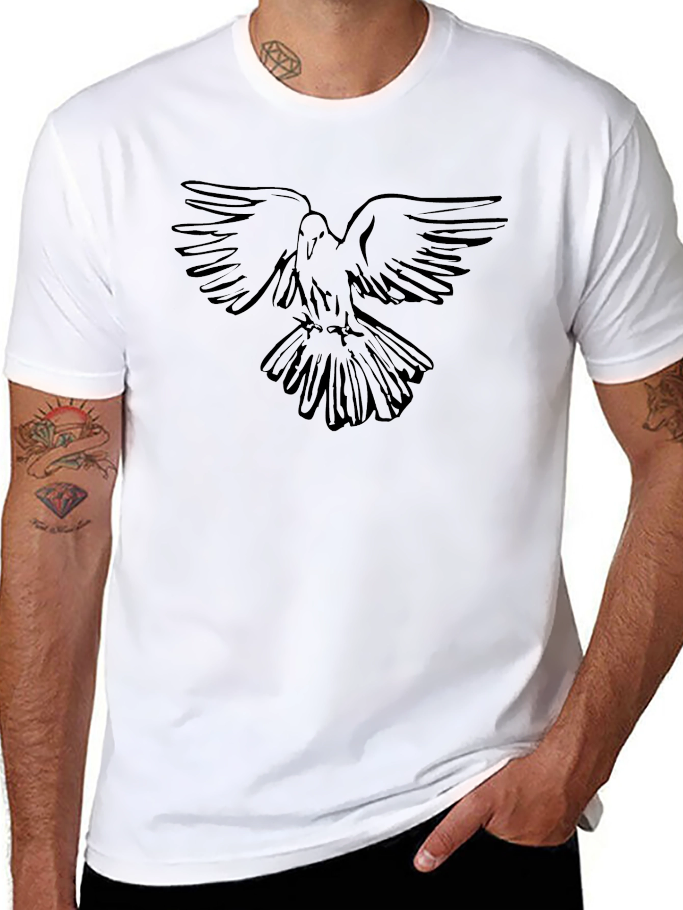Mens Black Dove Graphic T-Shirt