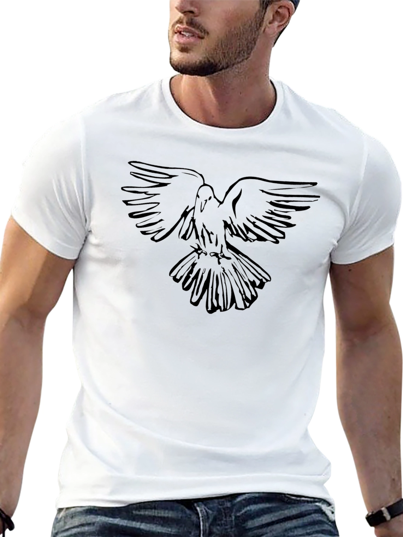 Mens Black Dove Graphic T-Shirt