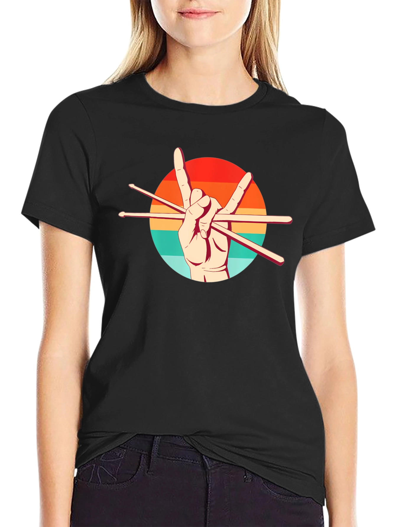 Rock On Drummer Graphic Tee