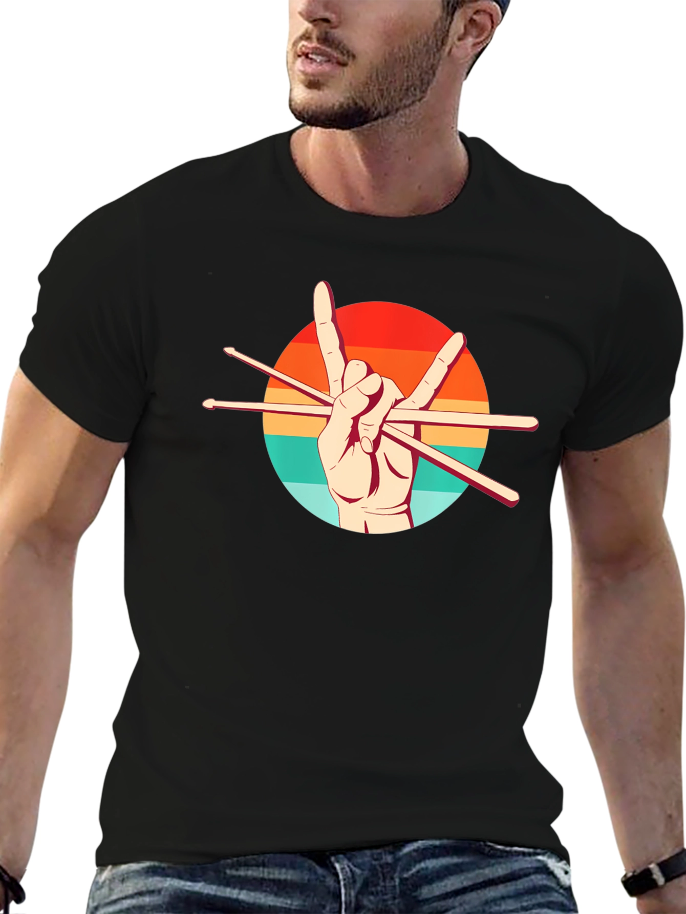 Rock On Drummer Graphic Tee
