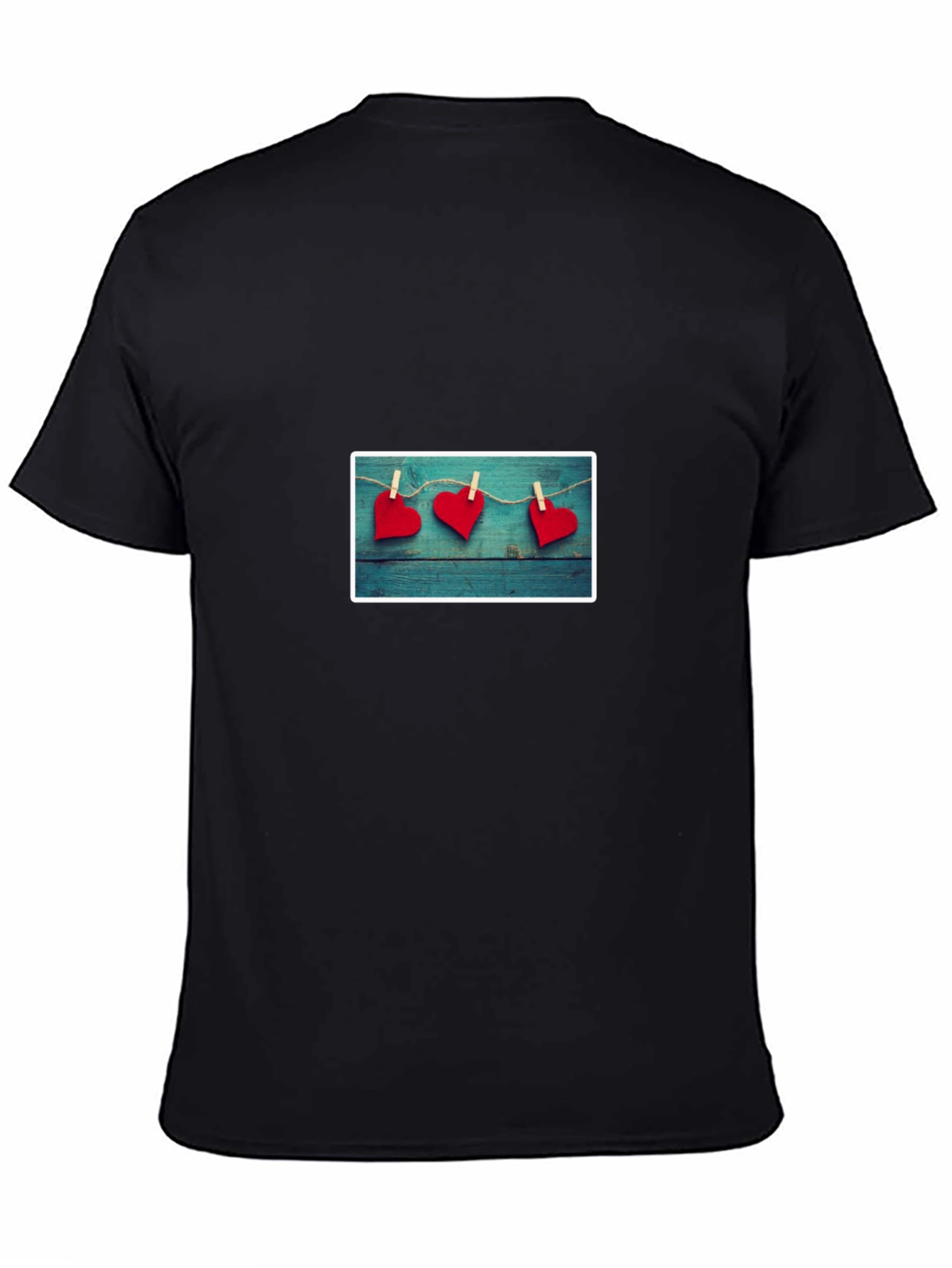Heart Clothesline Graphic Black Tee Shirt