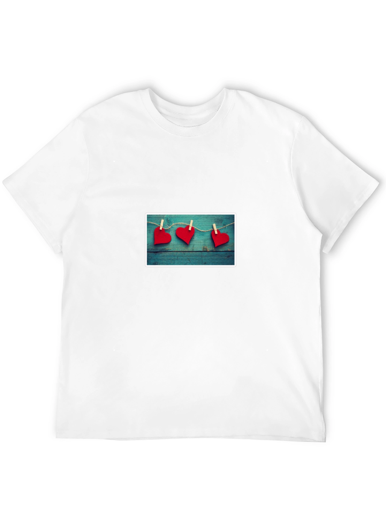 Heart Clothesline Graphic Black Tee Shirt