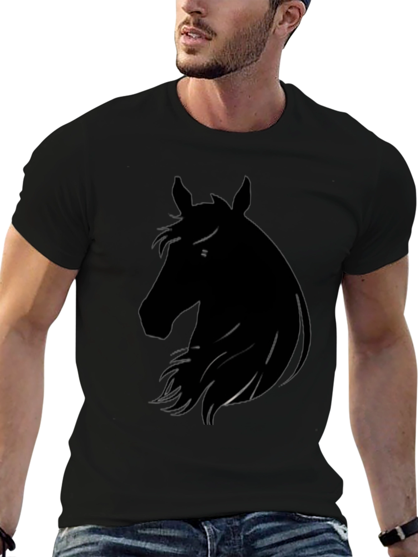 Horse Silhouette Black T-Shirt