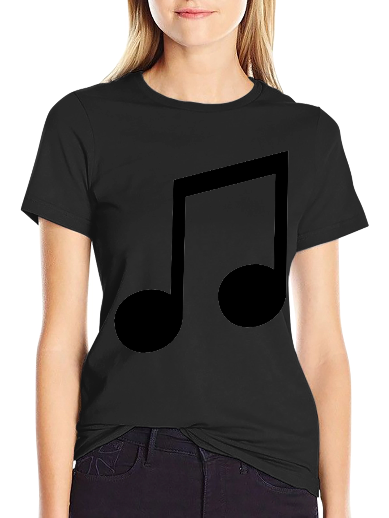 Musical Note Graphic Black T-Shirt
