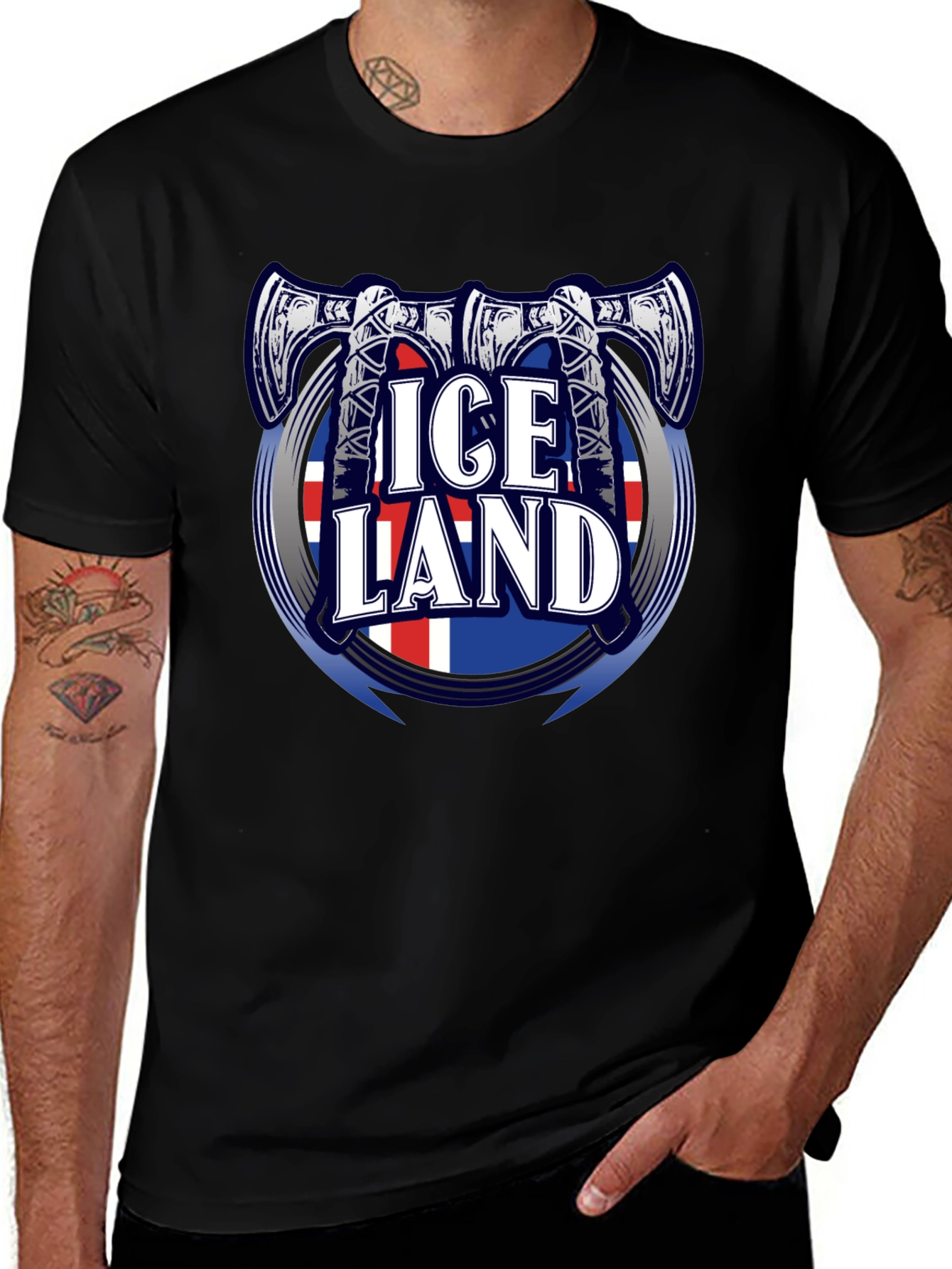 Iceland Axe Flag Graphic T-Shirt