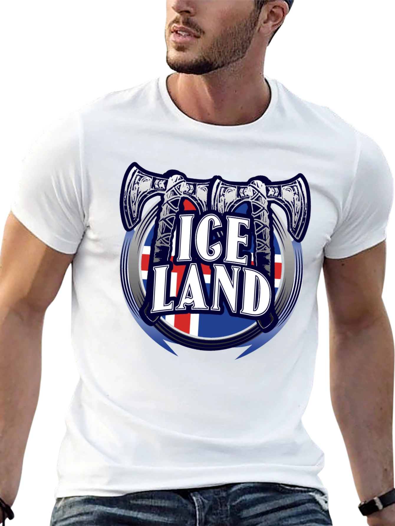 Iceland Axe Flag Graphic T-Shirt