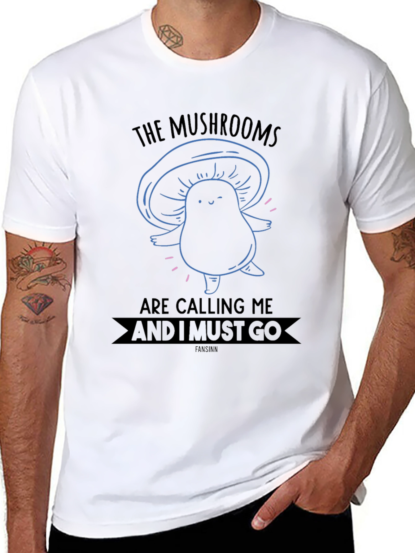 Mushroom Calling Black Graphic Tee
