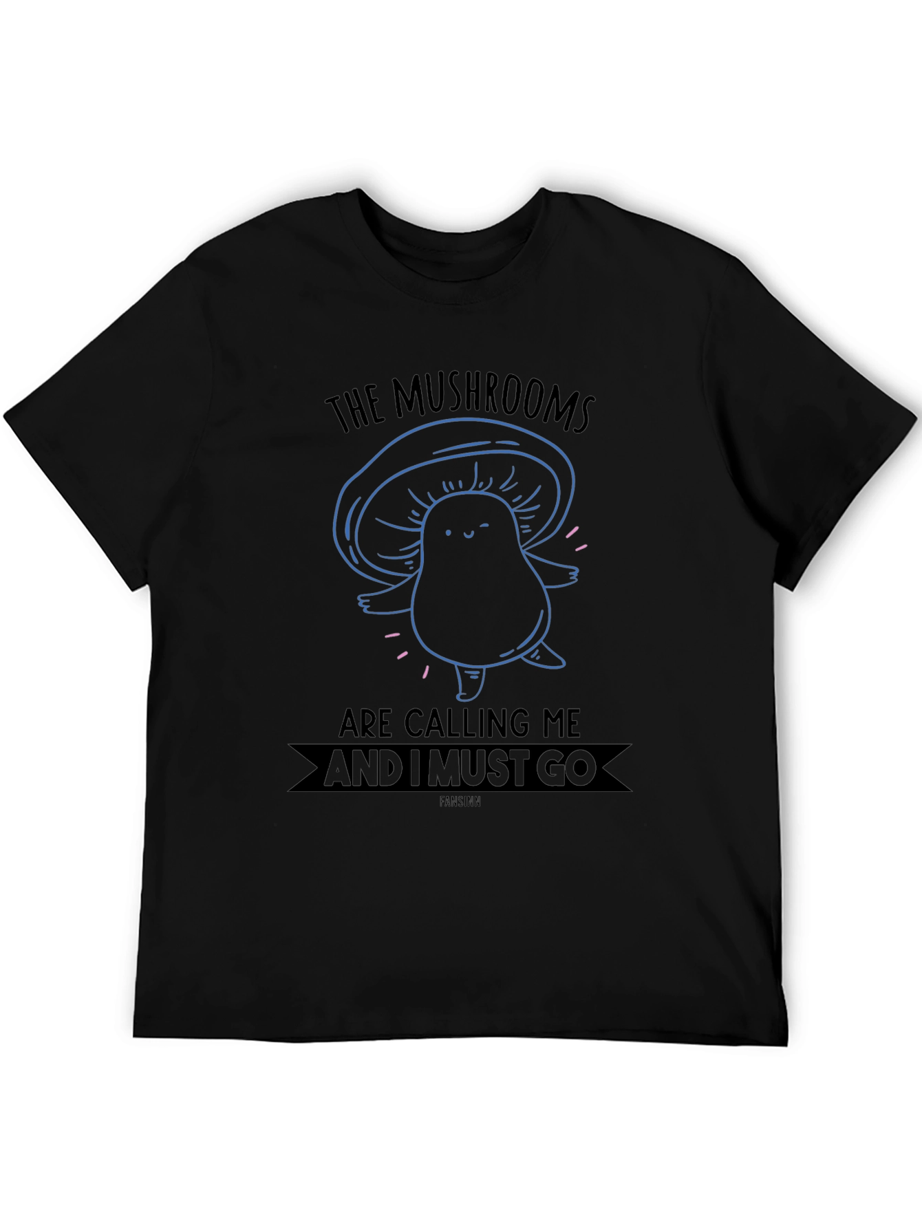 Mushroom Calling Black Graphic Tee