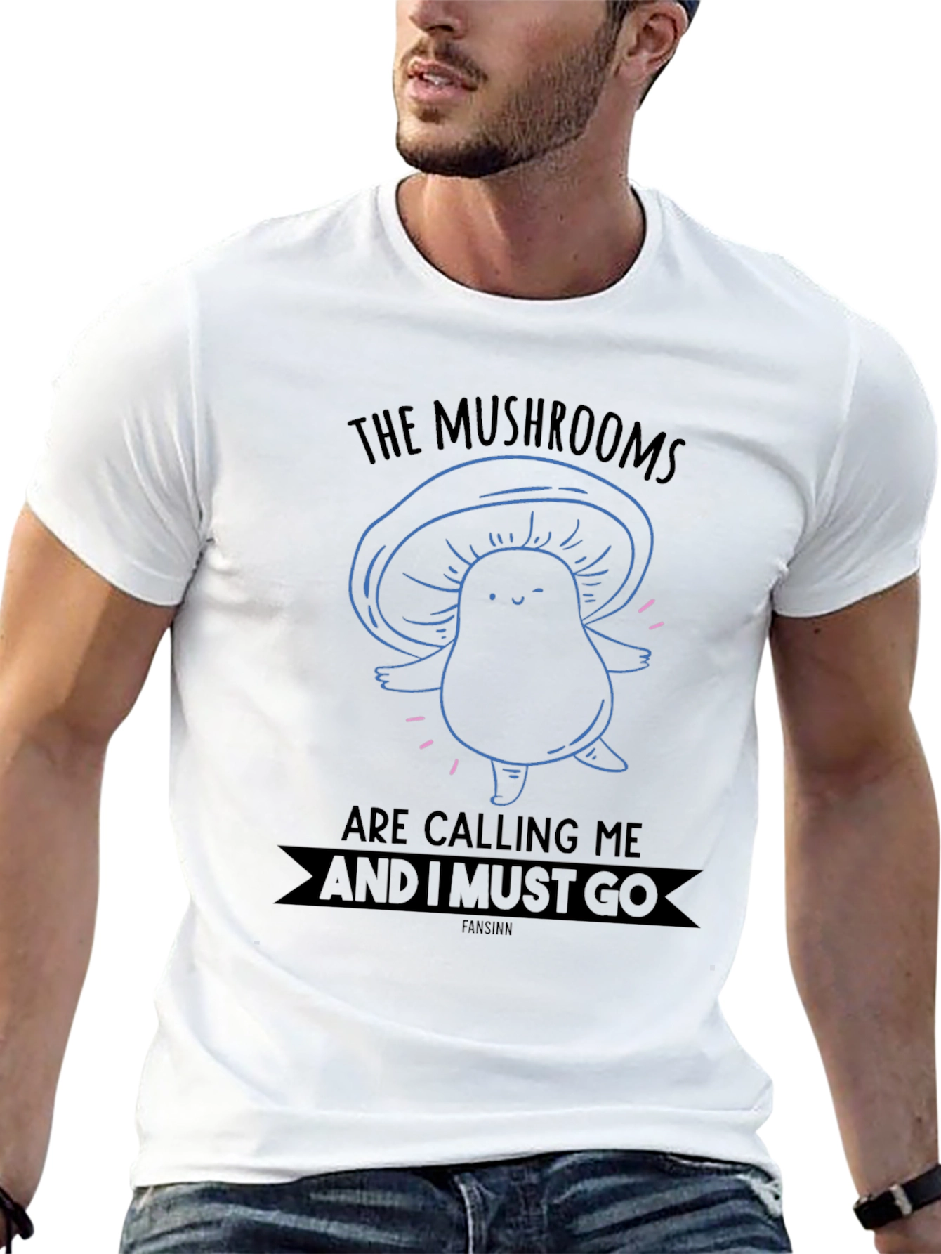 Mushroom Calling Black Graphic Tee