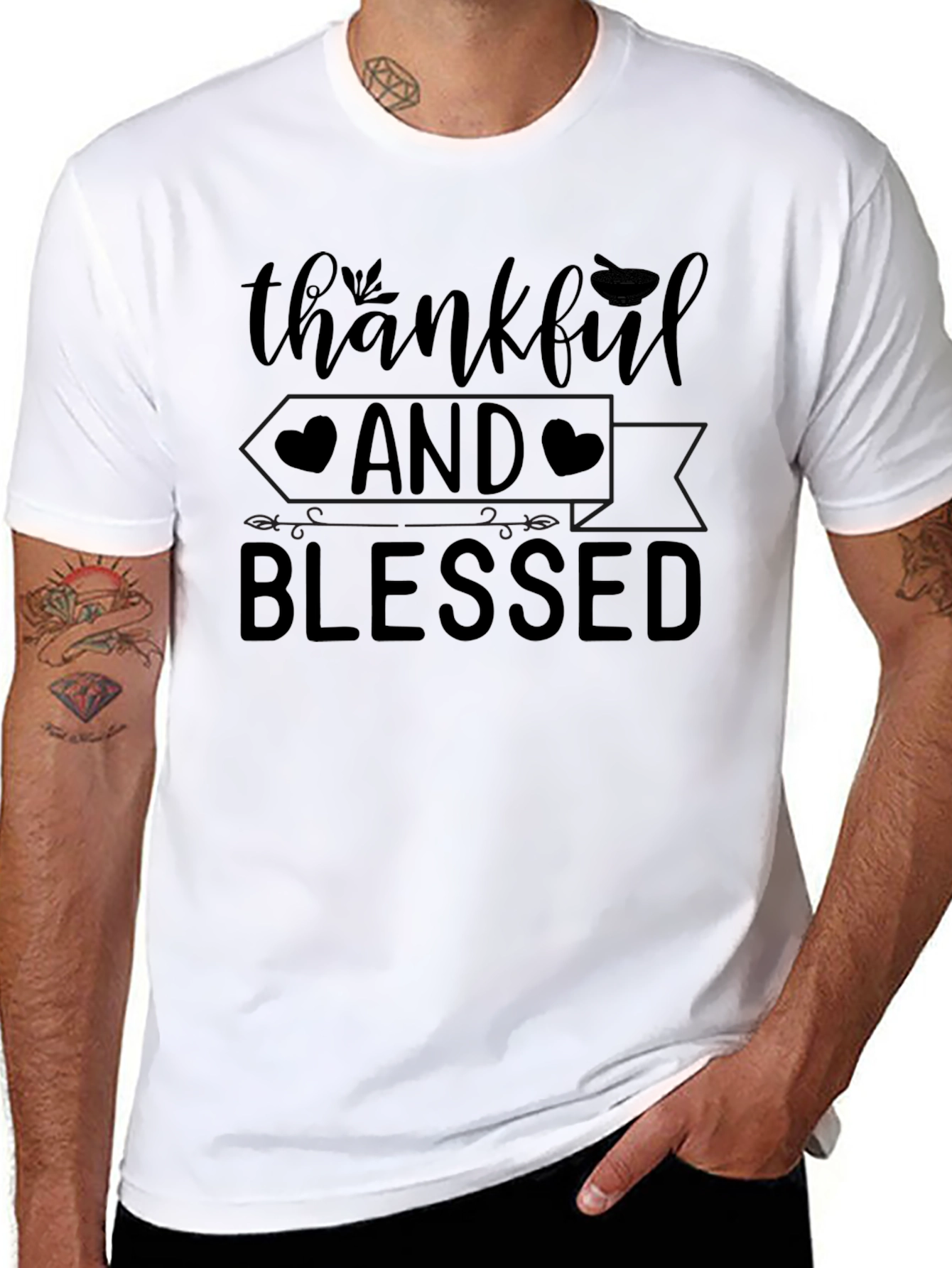 Thankful & Blessed Graphic Tee - Unisex Black T-Shirt
