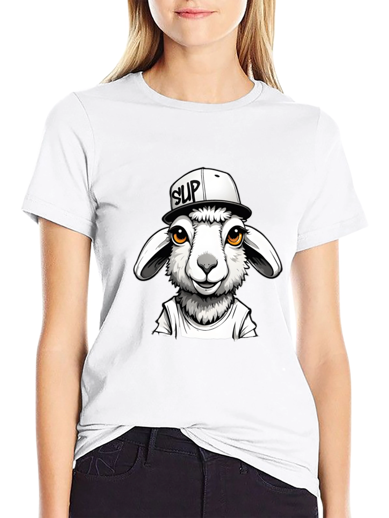 Cool Sheep Graphic Tee - Black Casual T-Shirt