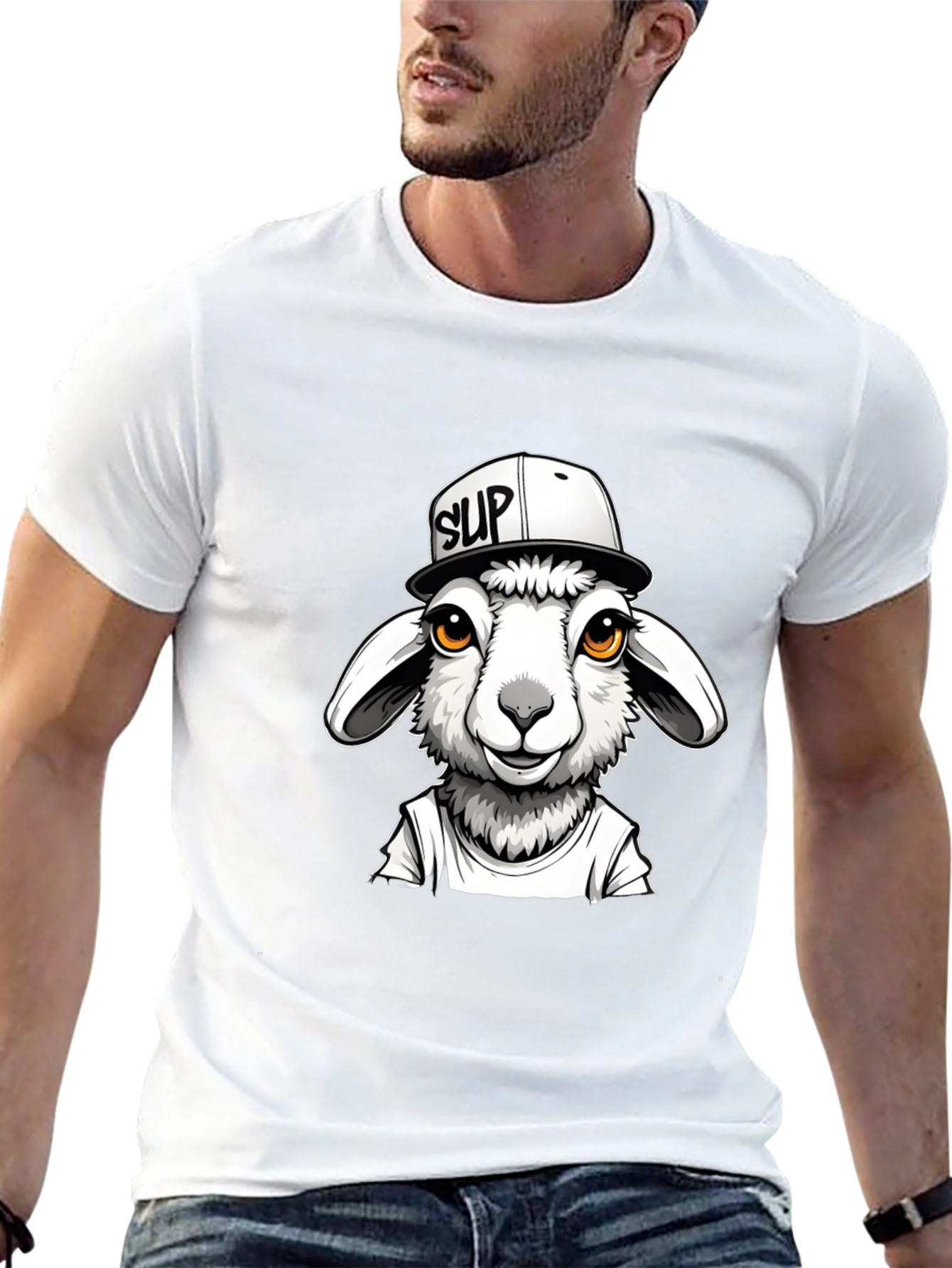 Cool Sheep Graphic Tee - Black Casual T-Shirt
