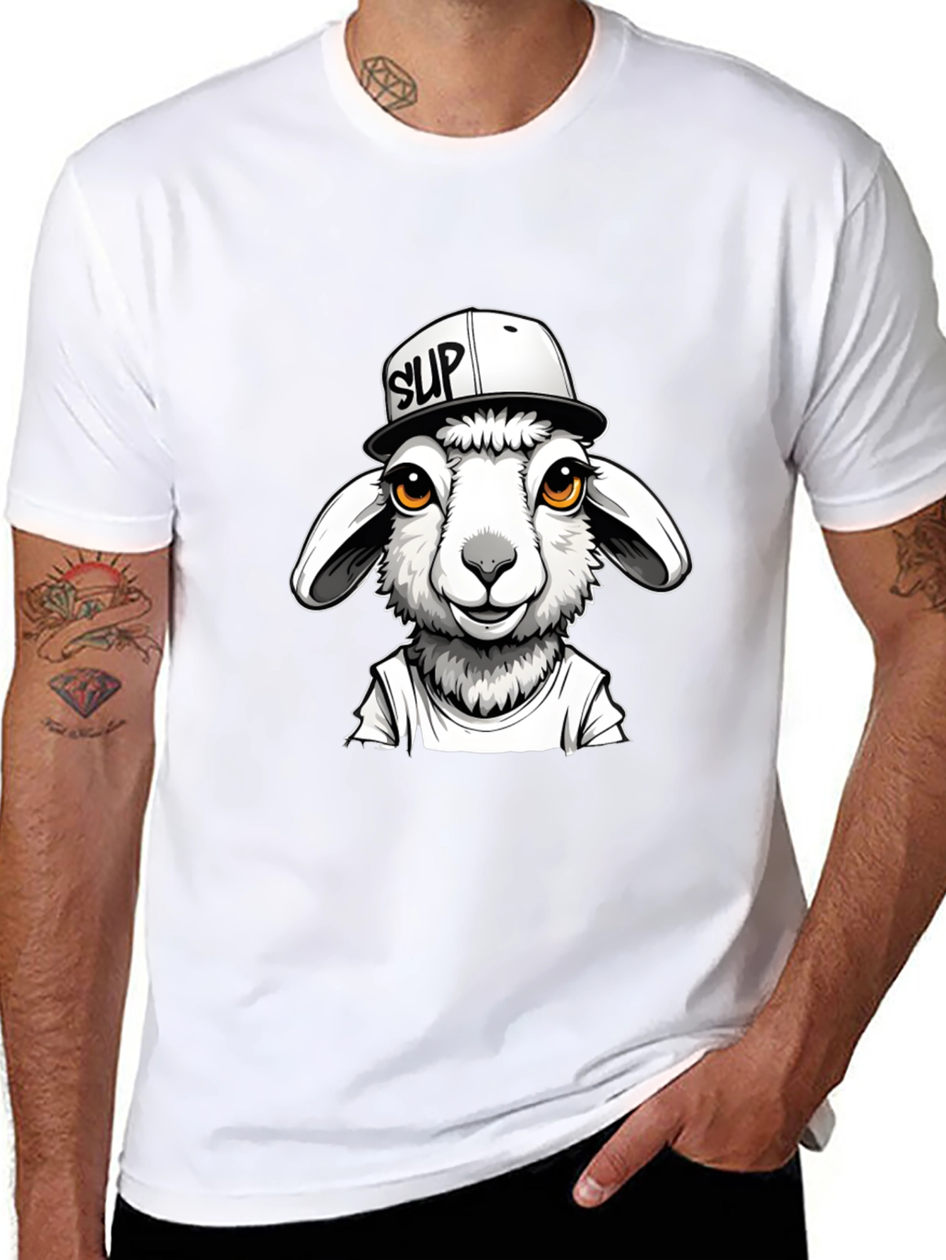 Cool Sheep Graphic Tee - Black Casual T-Shirt